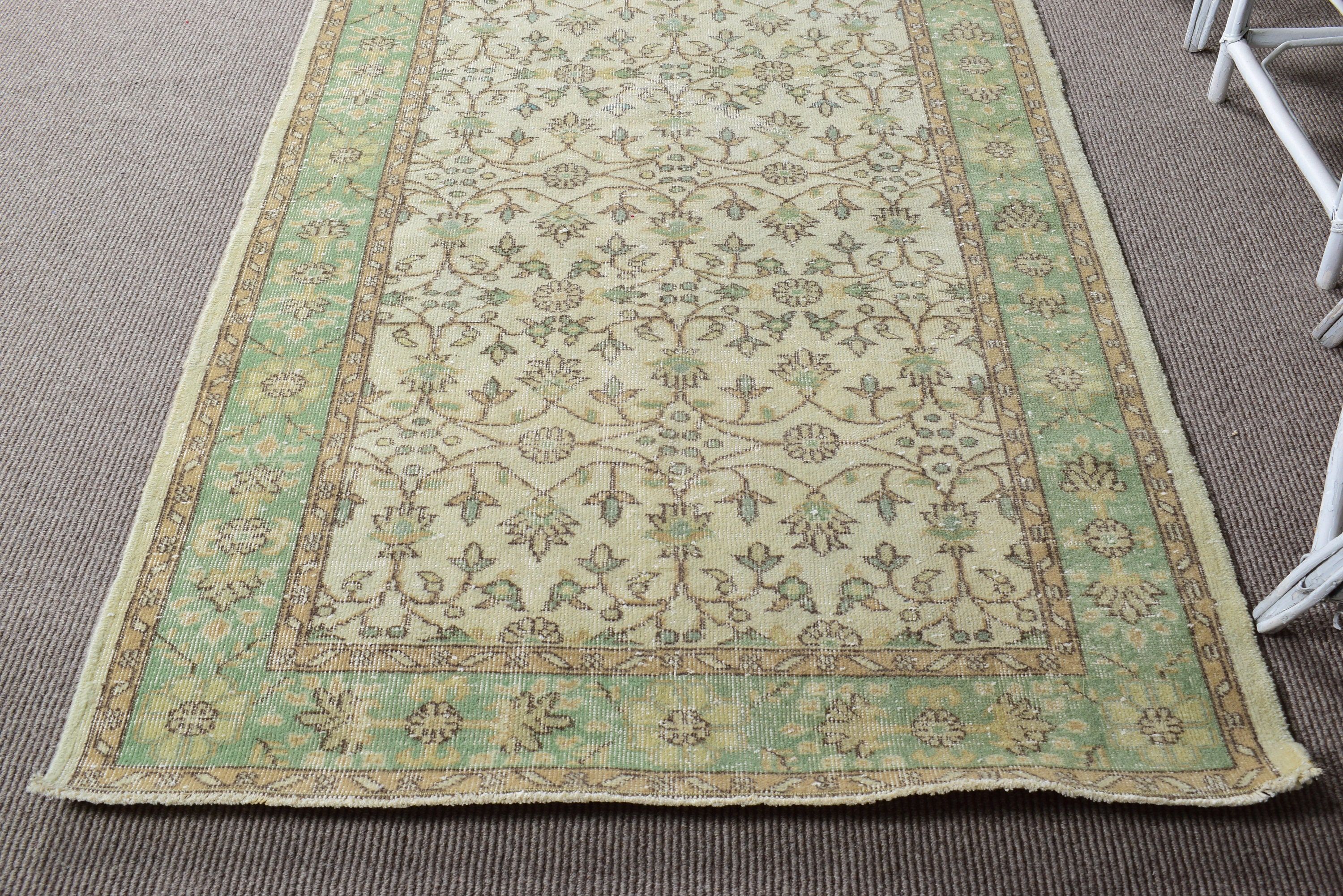 Antique Rugs, Green Flatweave Rugs, Kitchen Rugs, Rugs for Vintage Area, Nursery Rug, 4.1x7.1 ft Area Rug, Vintage Rug, Turkish Rugs