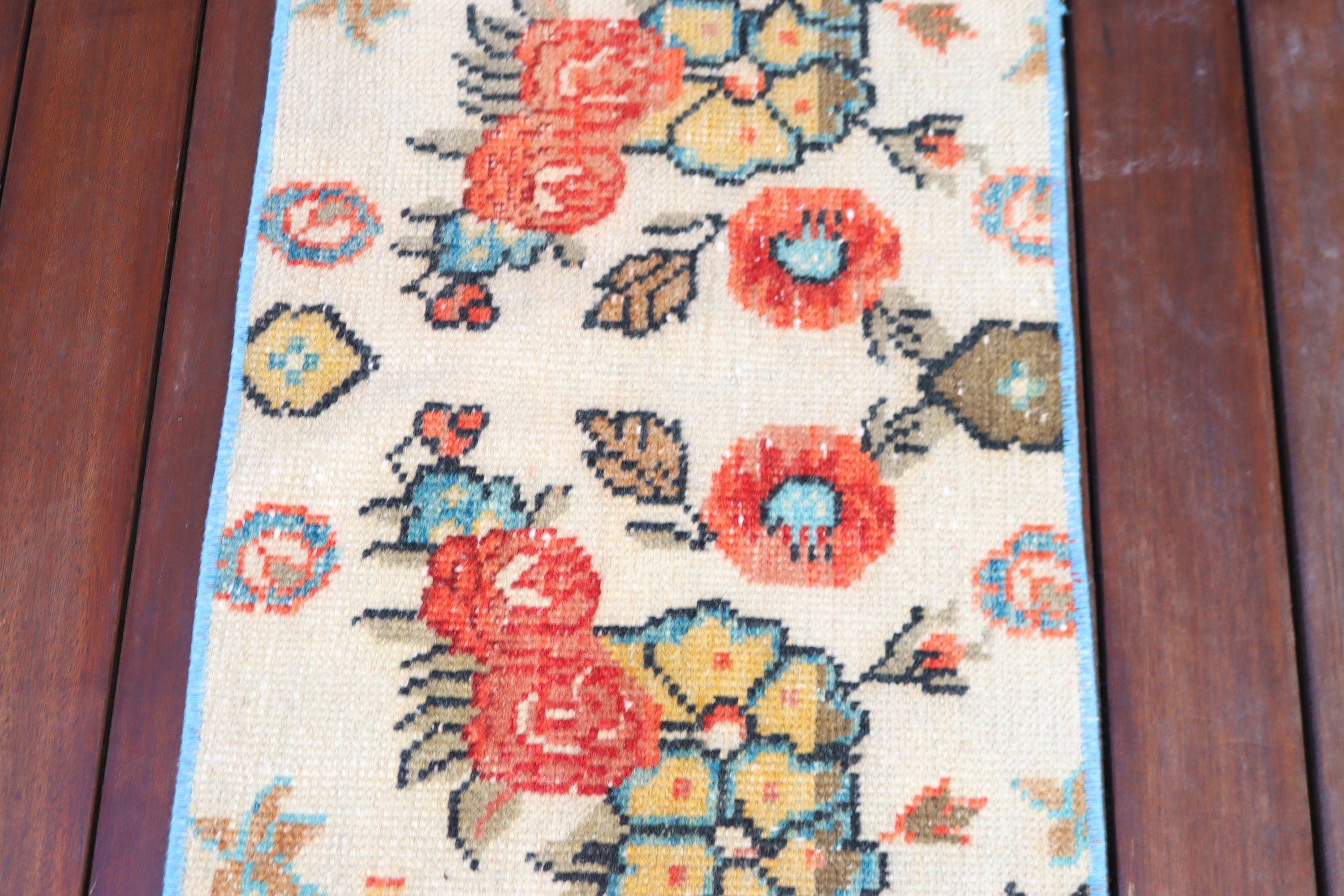 Kitchen Rug, Bedroom Rug, 1.4x3.4 ft Small Rug, Vintage Rug, Aztec Rug, Turkish Rug, Beige Flatweave Rug, Flatweave Rugs, Wall Hanging Rugs