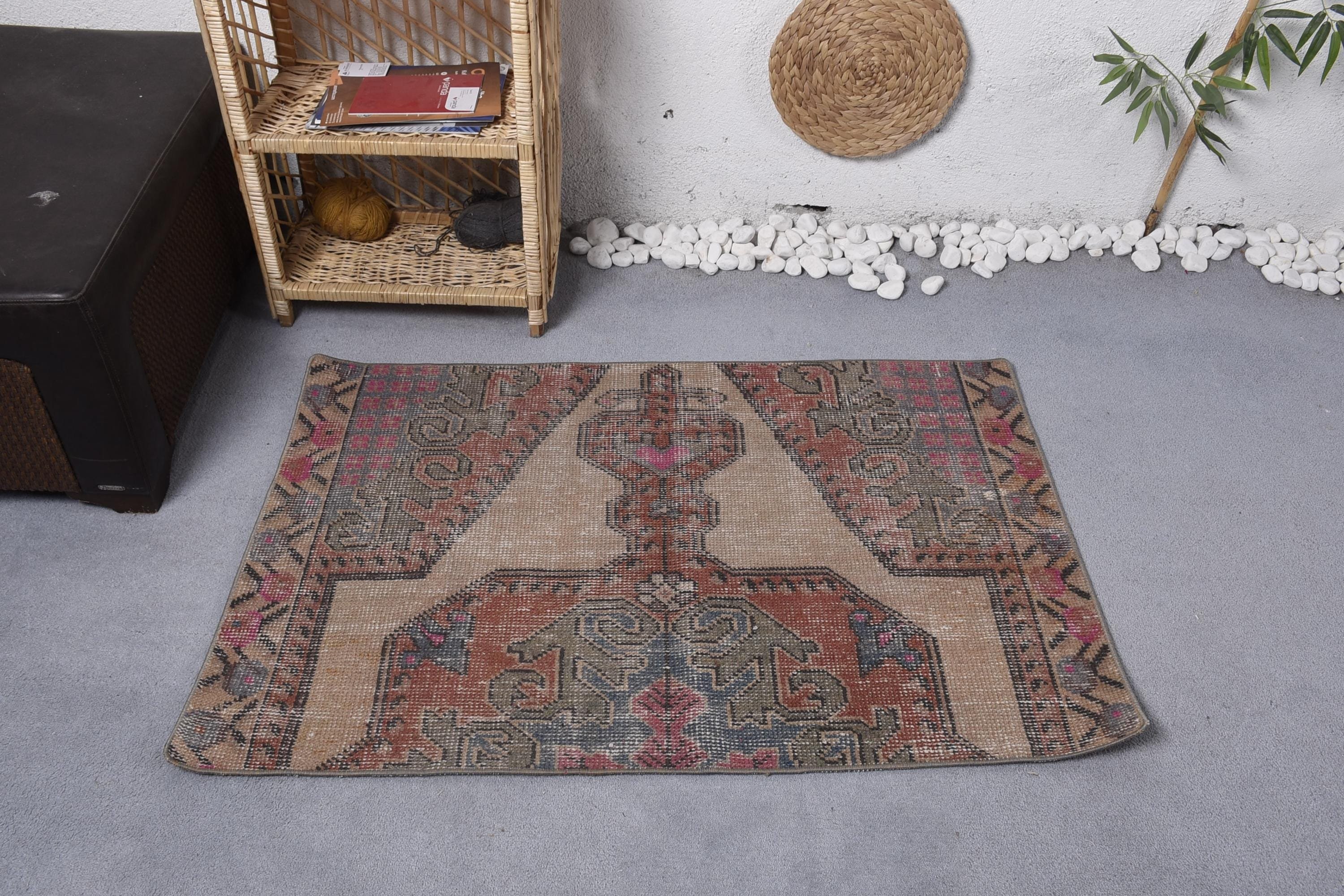 Kitchen Rugs, Entry Rugs, 2.7x4.1 ft Small Rugs, Organic Rugs, Rugs for Car Mat, Statement Rug, Vintage Rugs, Red Boho Rug, Turkish Rugs