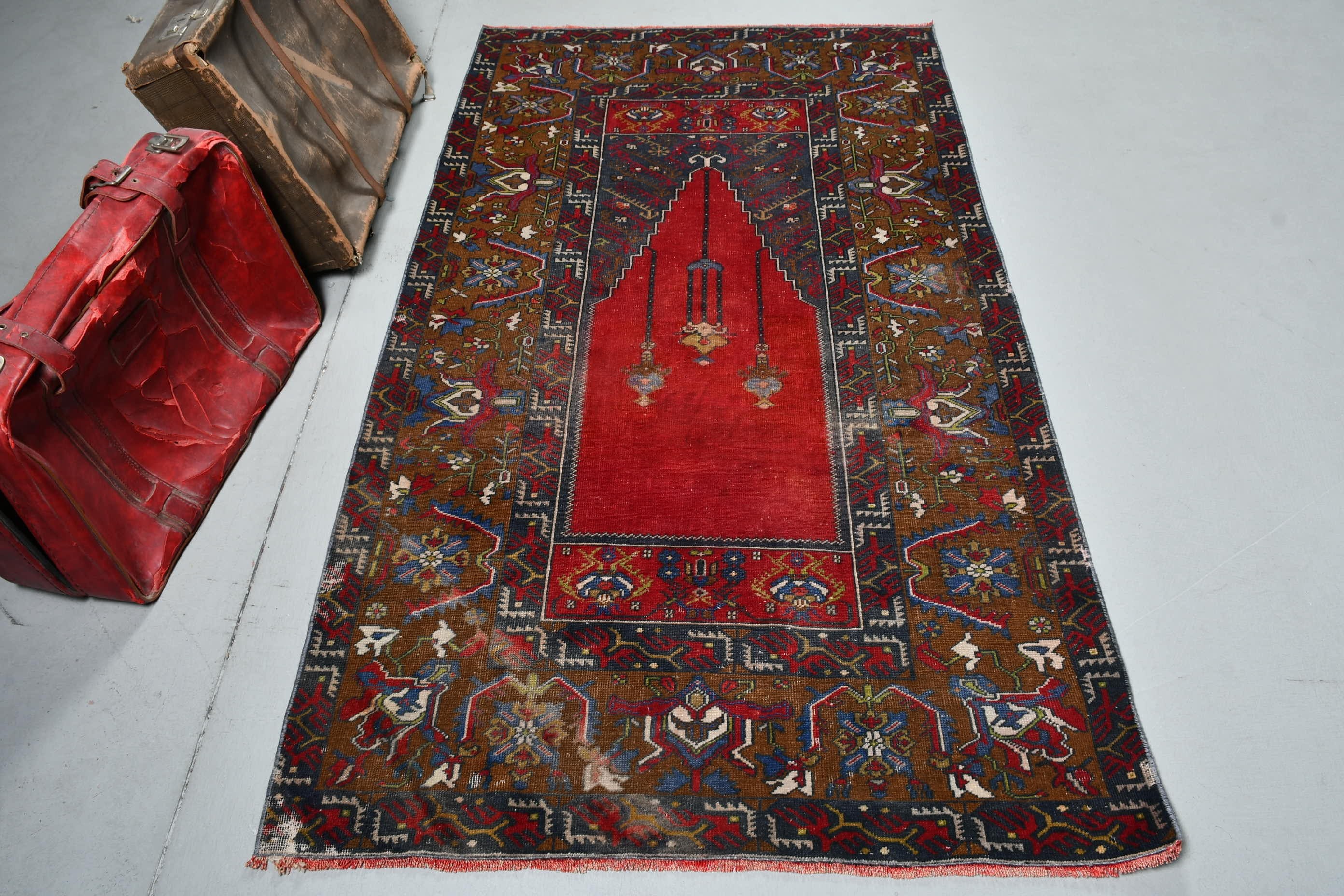Vintage Rug, Organic Rug, Living Room Rugs, Red Moroccan Rugs, Home Decor Rugs, Turkish Rugs, Bedroom Rug, Floor Rugs, 3.7x6.5 ft Area Rug
