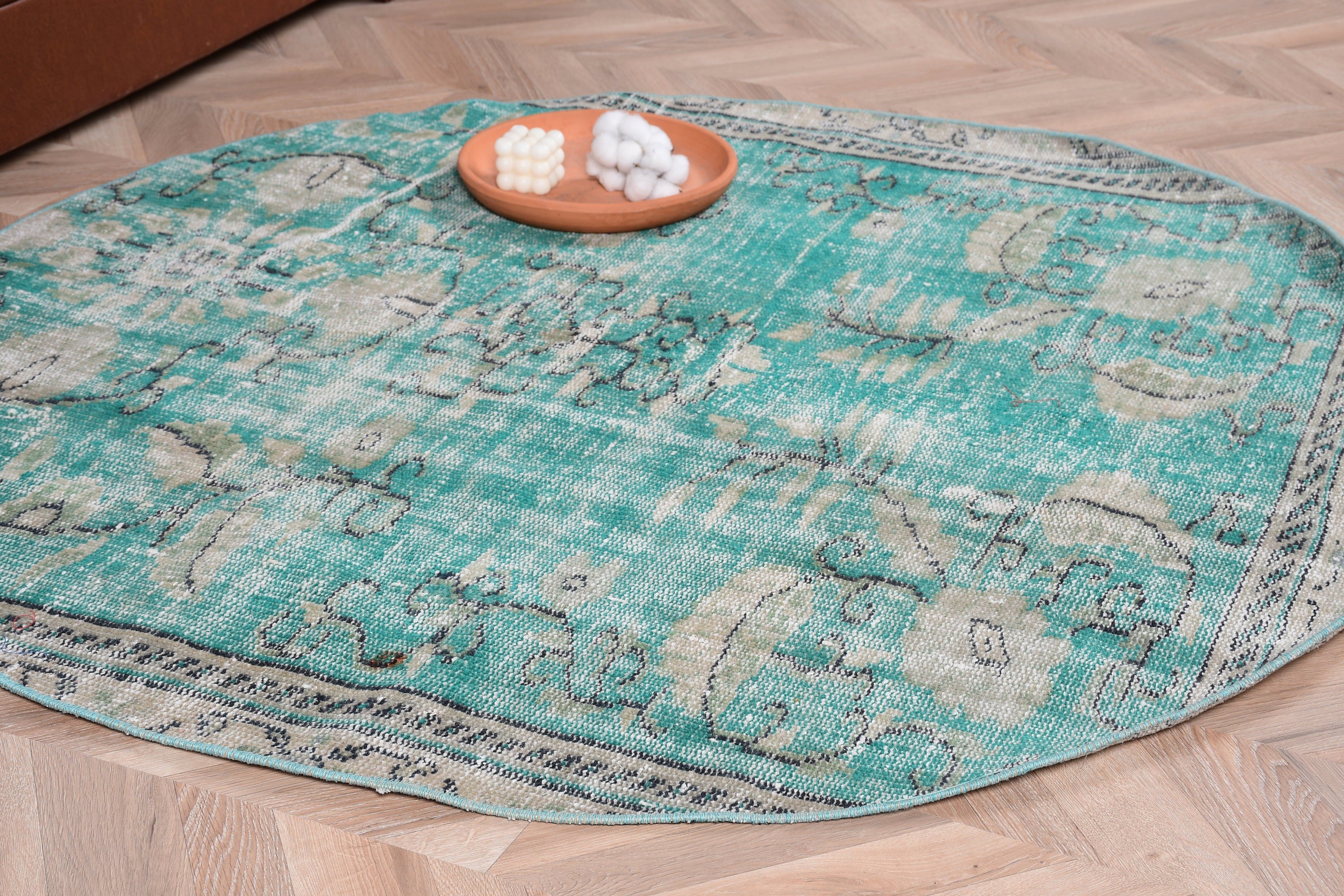 Rugs for Nursery, 4.8x4.7 ft Accent Rugs, Home Decor Rug, Kitchen Rug, Green Bedroom Rug, Retro Rug, Floor Rugs, Vintage Rug, Turkish Rug