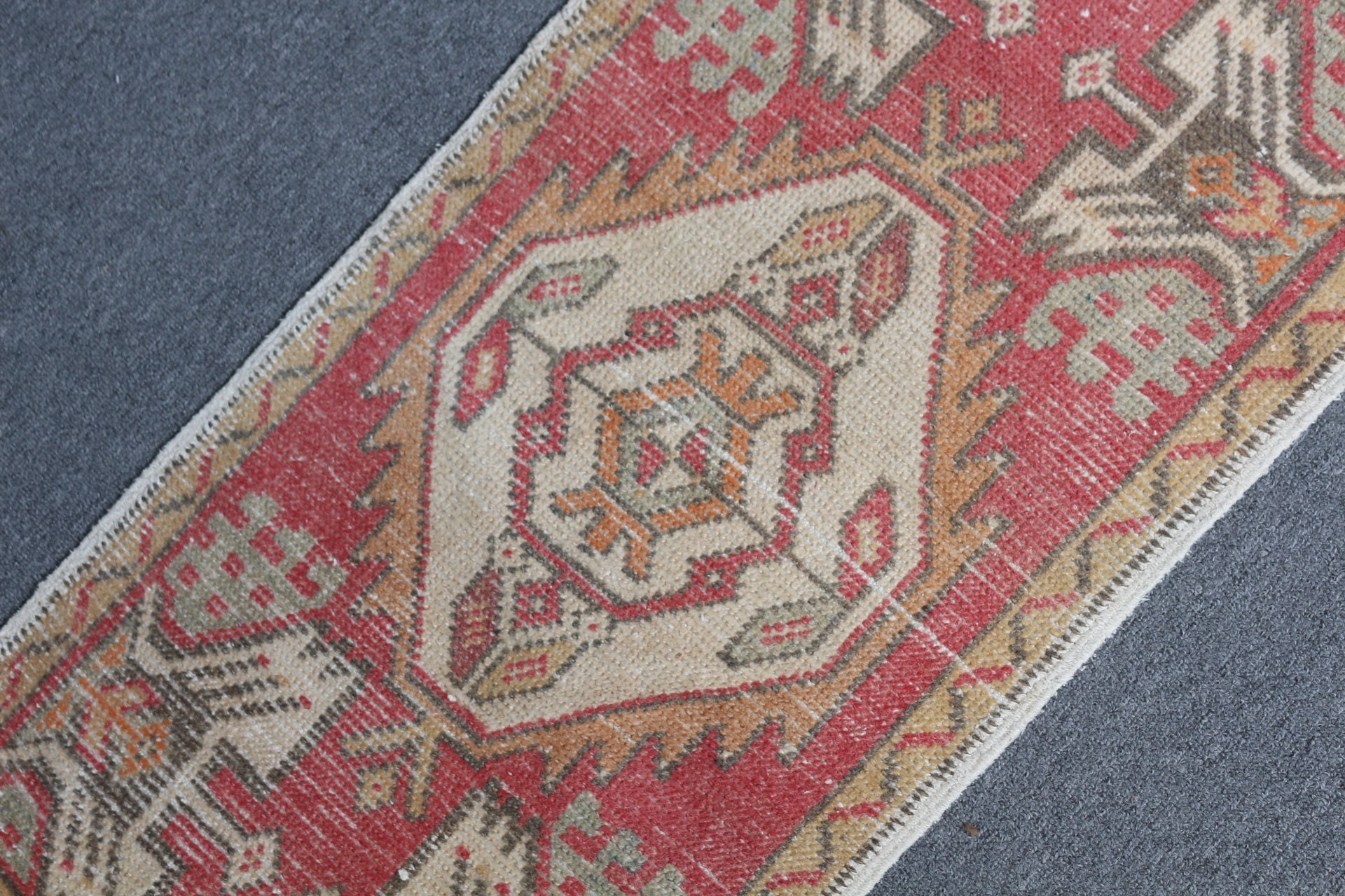 Bathroom Rugs, Turkish Rug, 1.5x3.1 ft Small Rugs, Wall Hanging Rug, Red Cool Rug, Hand Knotted Rug, Oushak Rug, Vintage Rug, Floor Rug