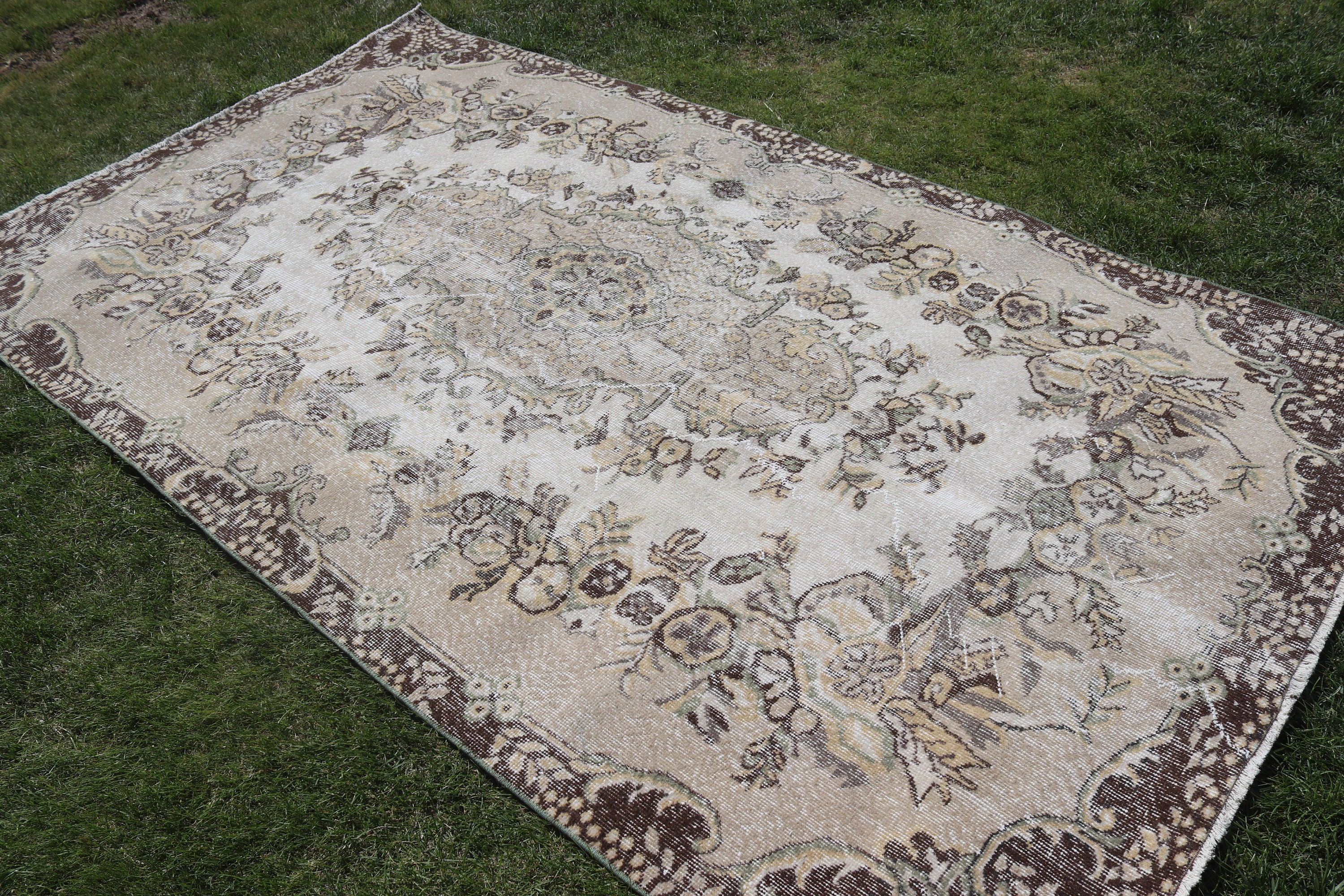 Antika Halılar, Vintage Halılar, Ev Dekorasyonu Halısı, Kahverengi El Dokuma Halılar, Yemek Odası Halıları, 5.3x9.4 ft Büyük Halı, Türk Halısı, Büyük Boho Halısı