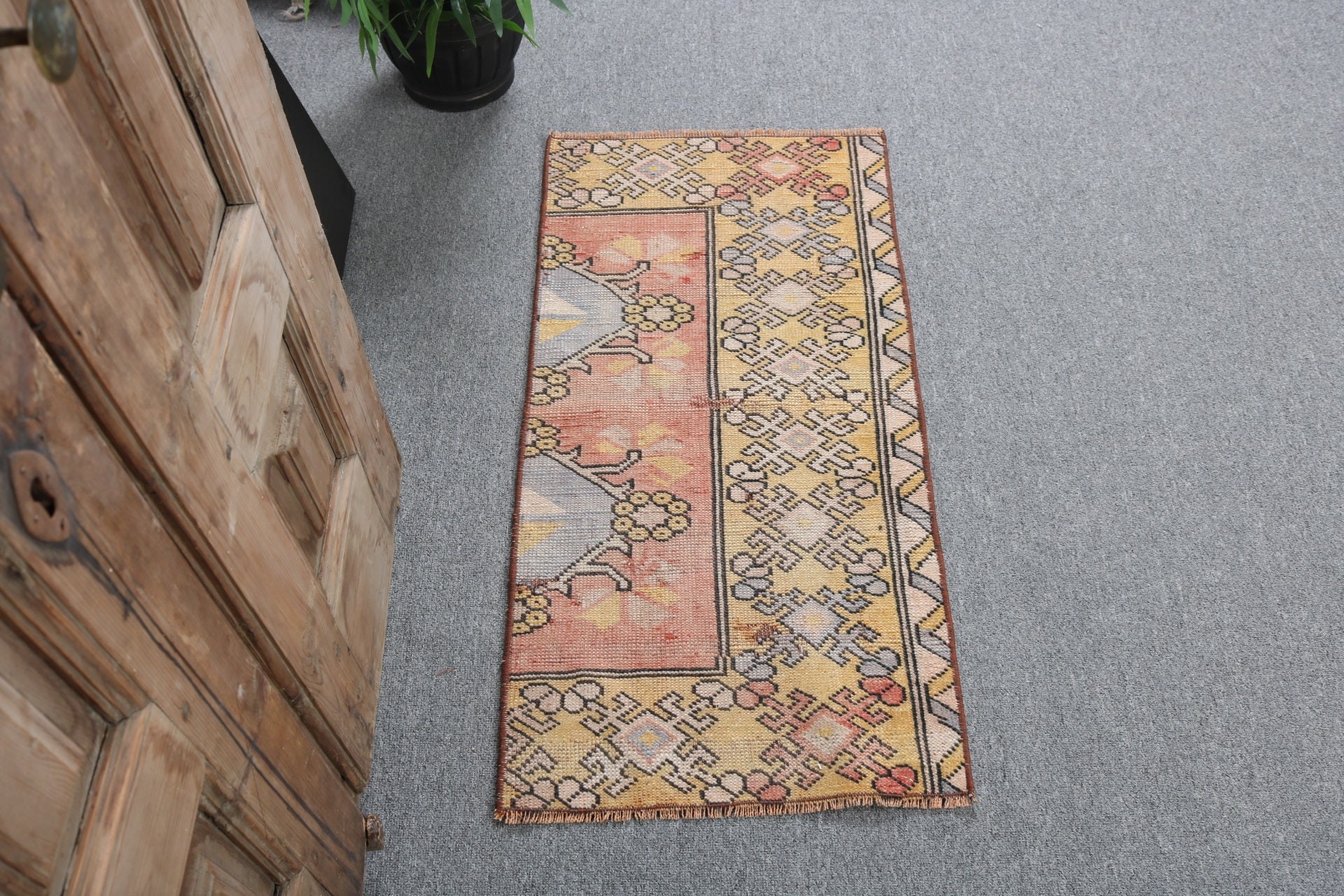 1.5x3 ft Küçük Halılar, Küçük Vintage Halı, Sarı Boho Halılar, Araba Paspas Halısı, Bohem Halılar, Oryantal Halı, Türk Halısı, Bildirim Halısı, Vintage Halı