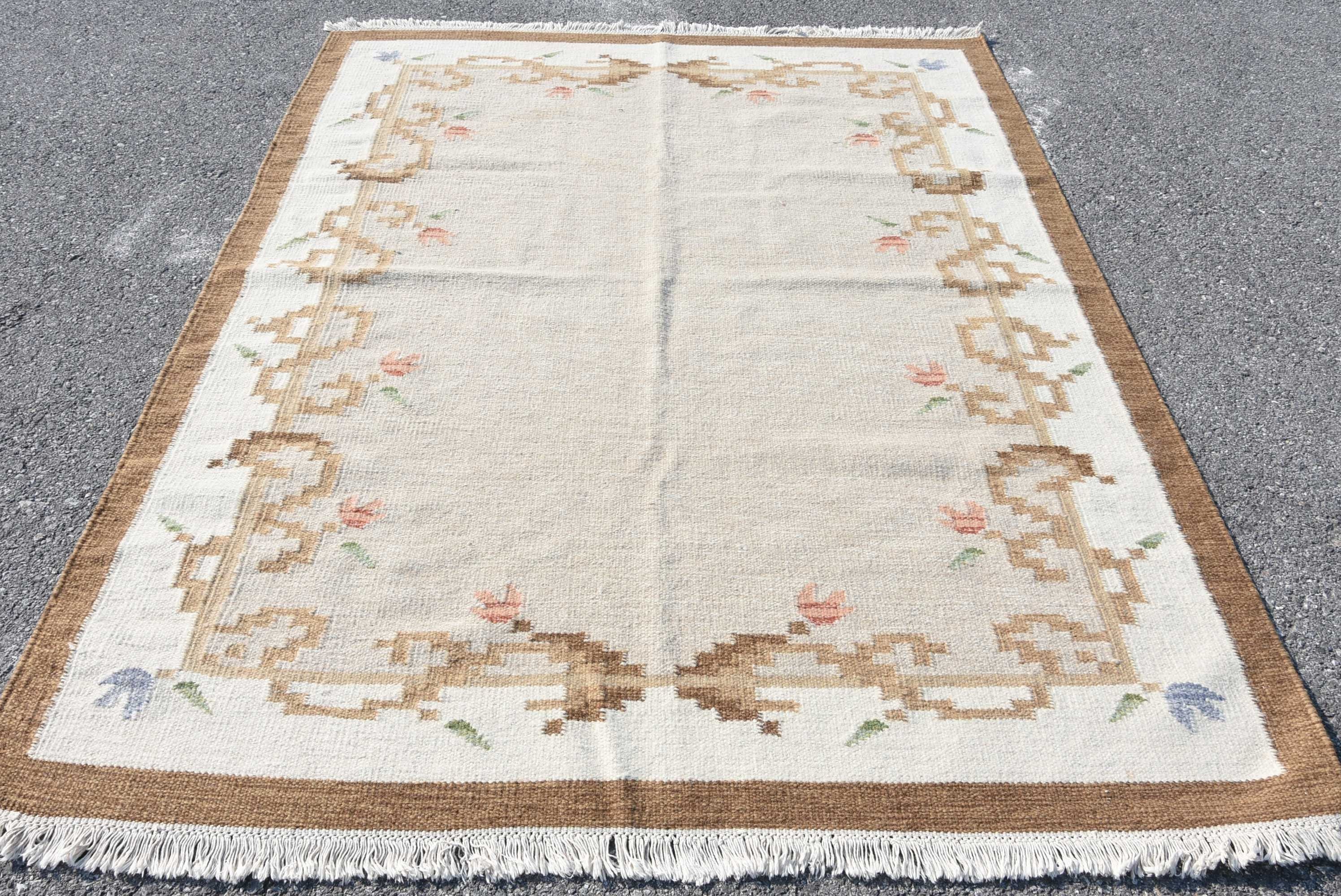 Türk Halısı, Yurt Halısı, Fas Halıları, 5.8x7.4 ft Büyük Halı, Vintage Halılar, Beyaz Anadolu Halıları, Yemek Odası Halısı, Yatak Odası Halısı, Anadolu Halısı