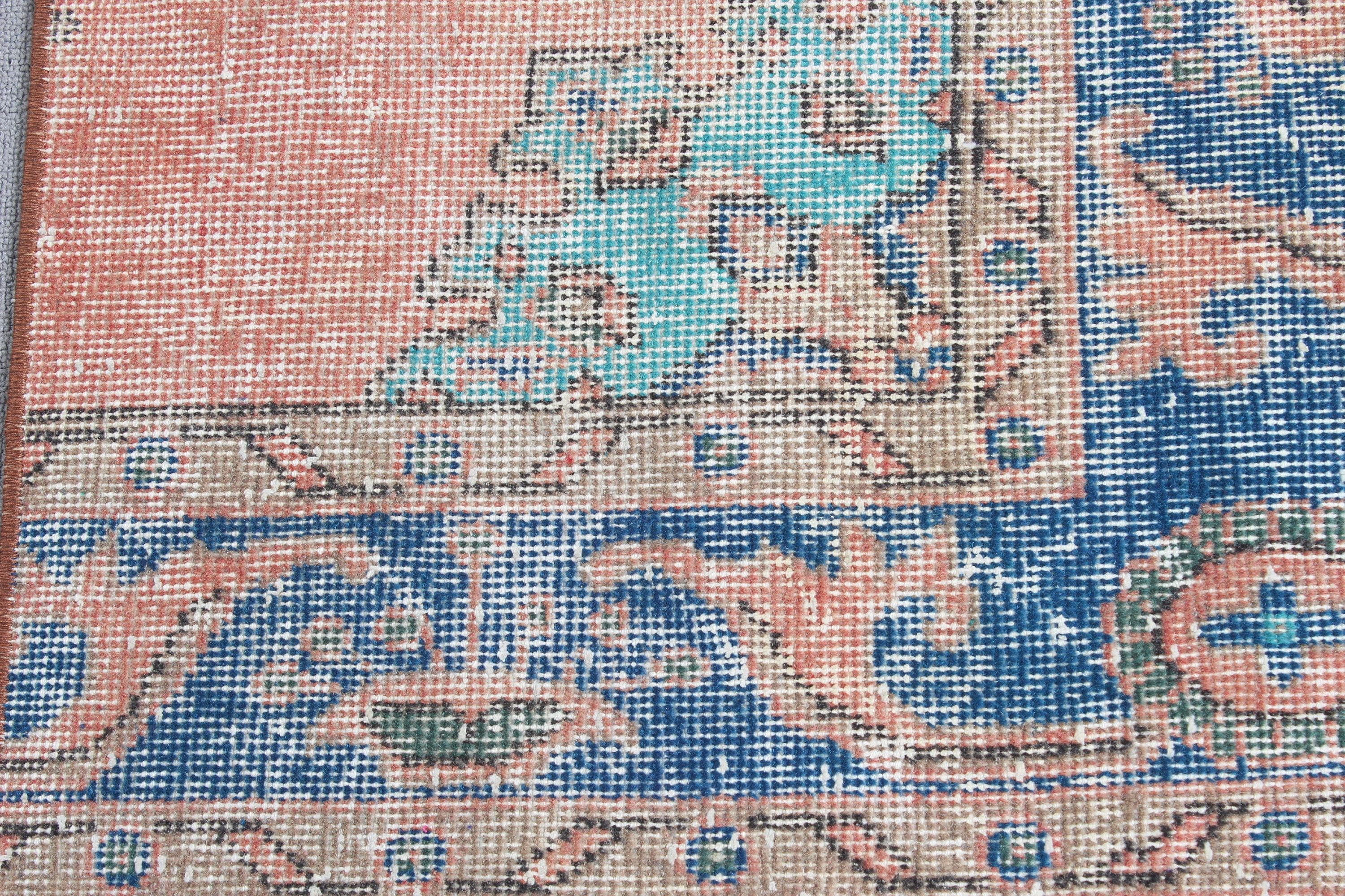 Oriental Rug, Organic Rug, Vintage Rugs, Neutral Rugs, Turkish Rug, 2.1x4.8 ft Small Rugs, Small Boho Rugs, Blue Modern Rug, Small Area Rug