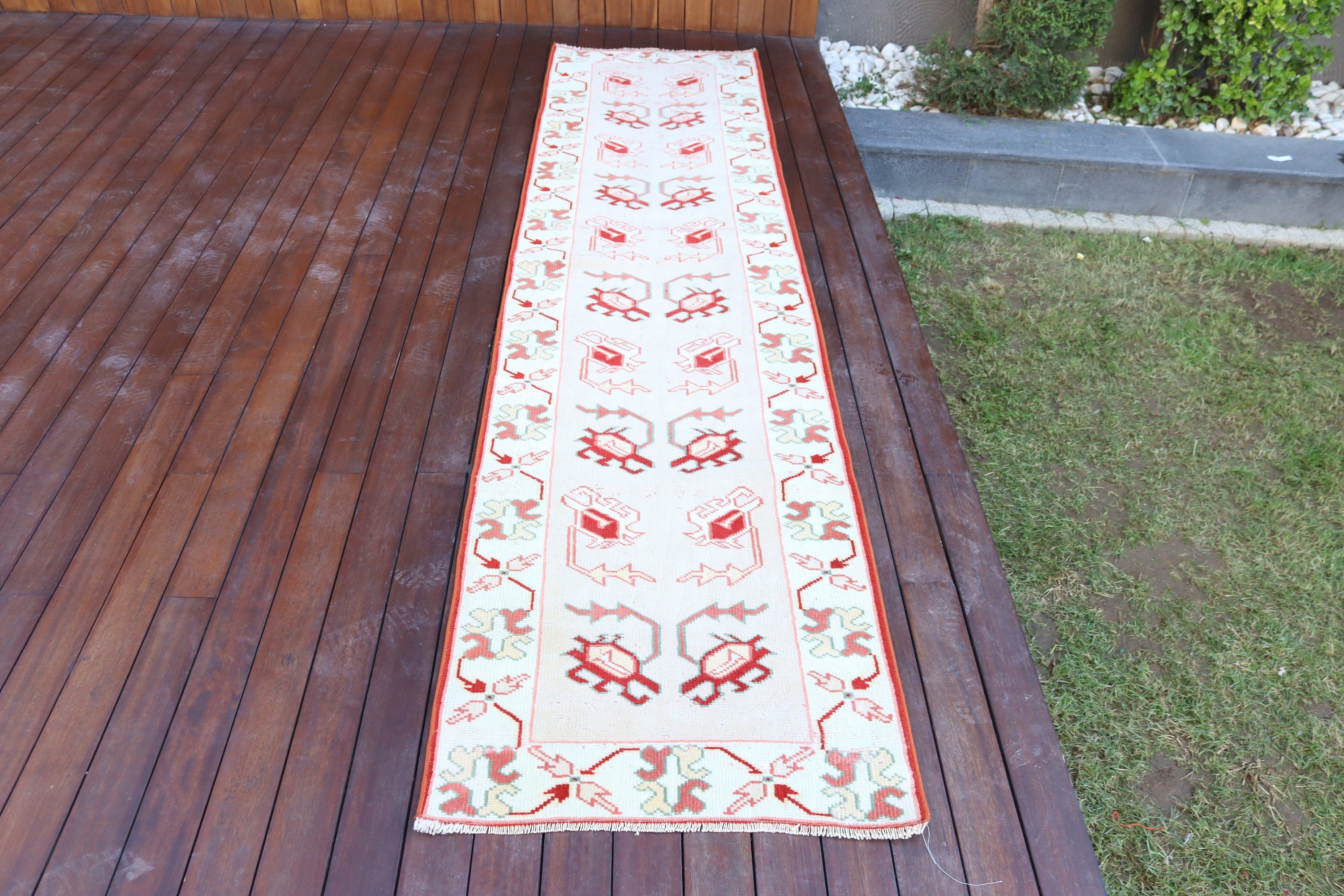 Beni Ourain Runner Halı, Oryantal Halı, Vintage Halılar, 2.3x9.5 ft Runner Halı, Koridor Halıları, Ev Dekor Halısı, Türk Halıları, Bej Yatak Odası Halıları