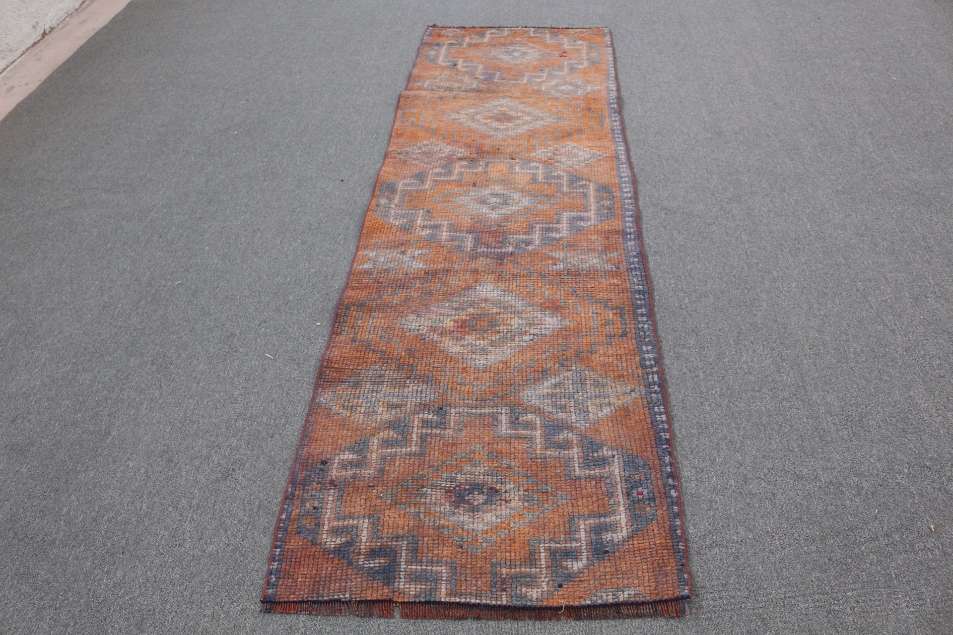 Turkish Rug, Cool Rugs, Vintage Rugs, Rugs for Stair, Handmade Rug, Kitchen Rug, Orange Floor Rugs, 2.6x8.4 ft Runner Rug, Anatolian Rug