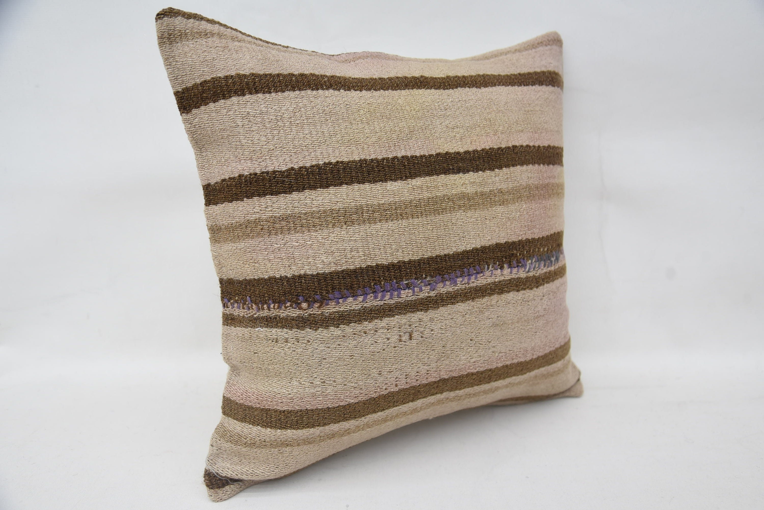 Kilim Pillow Cover, Ethnical Kilim Rug Pillow, Oriental Pillow, Kilim Cushion Sham, 16"x16" Beige Cushion Cover