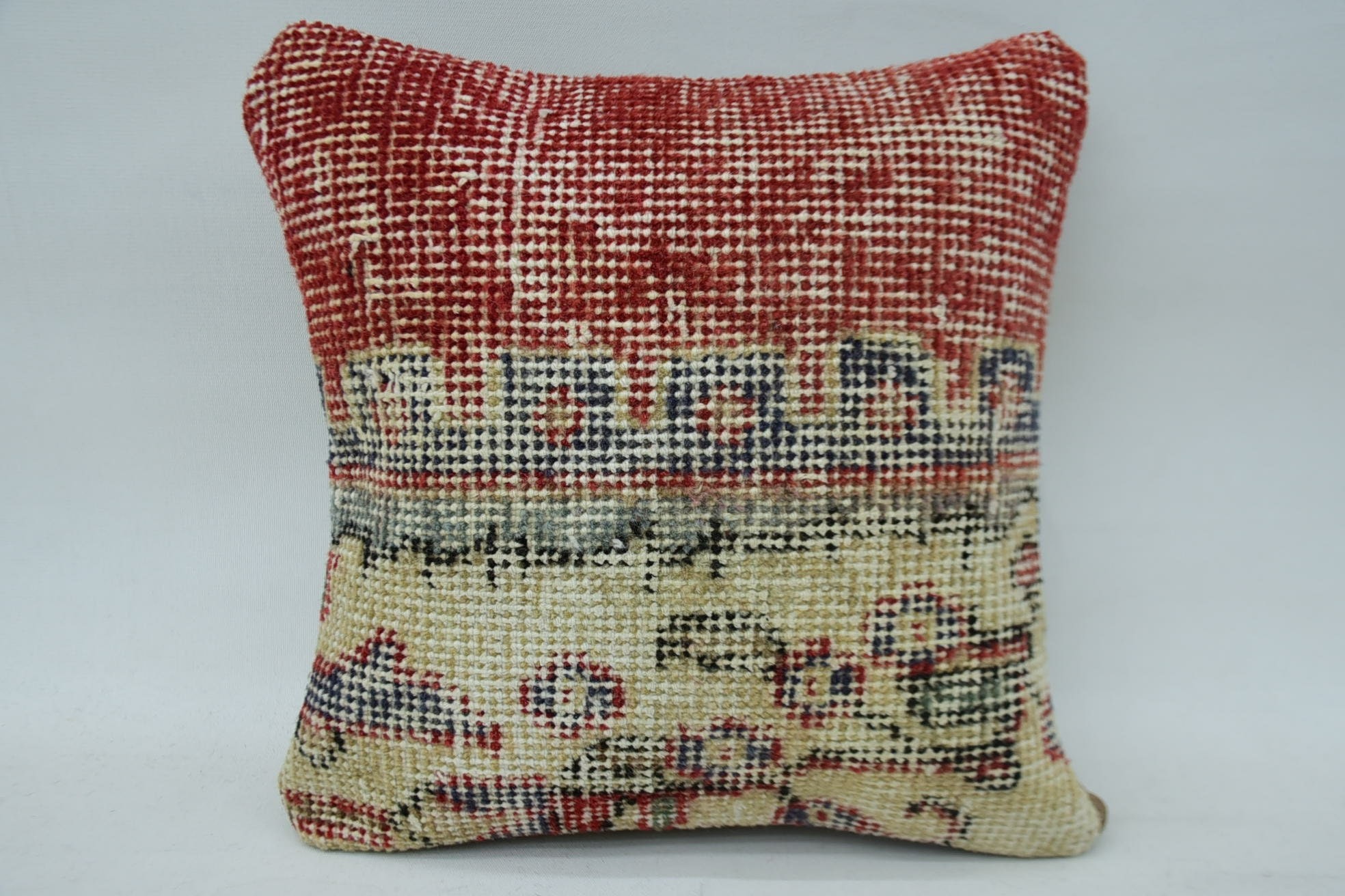 Pastel Cushion Case, 12"x12" Red Pillow, Boho Pillow, Art Deco Cushion Case, Turkish Bench Cushion, Turkish Pillow, Pillow for Sofa