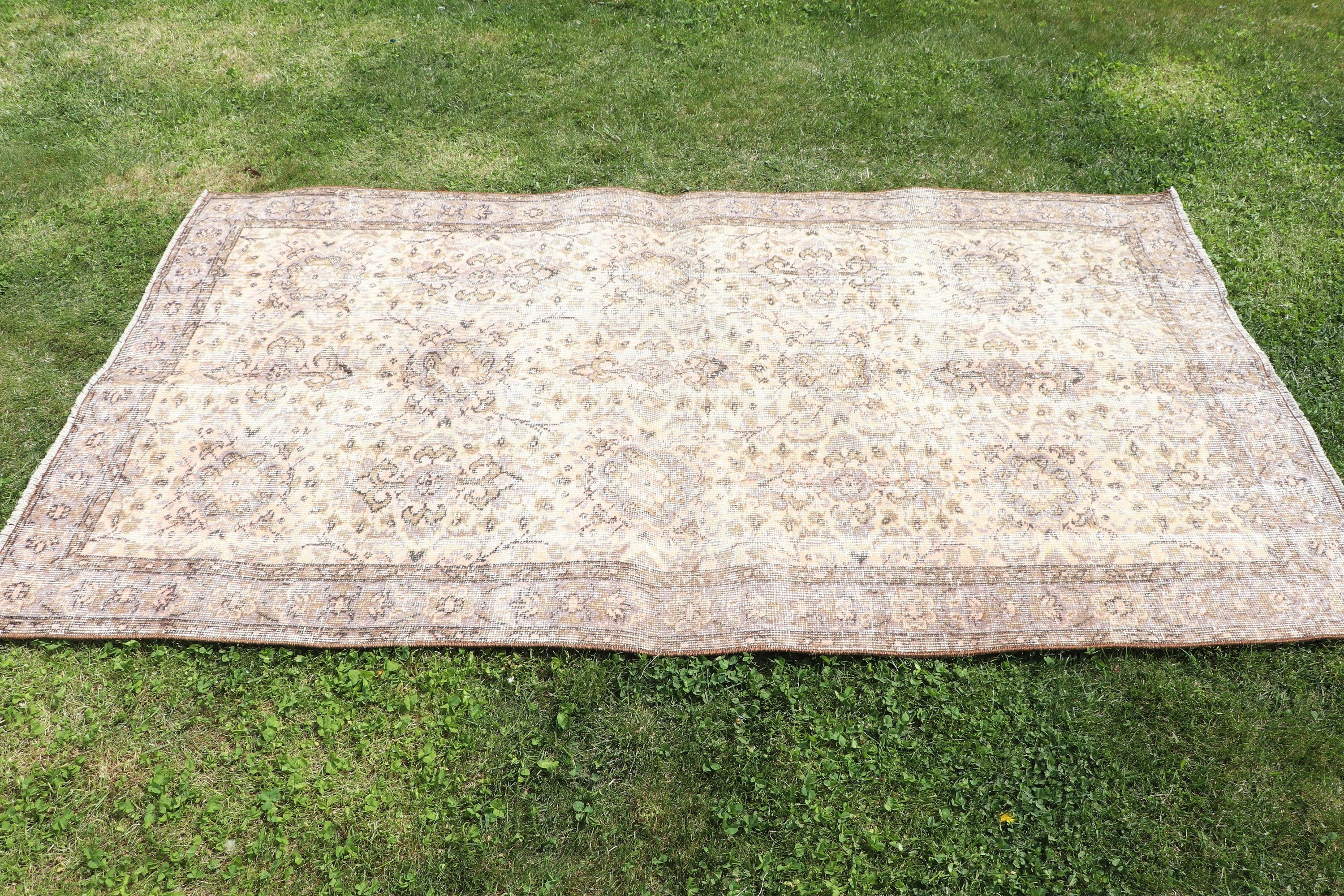 Luxury Rugs, Turkish Rug, Vintage Rug, Beige Handwoven Rug, Handwoven Rugs, Floor Rug, 3.9x6.9 ft Area Rug, Rugs for Bedroom, Bedroom Rugs