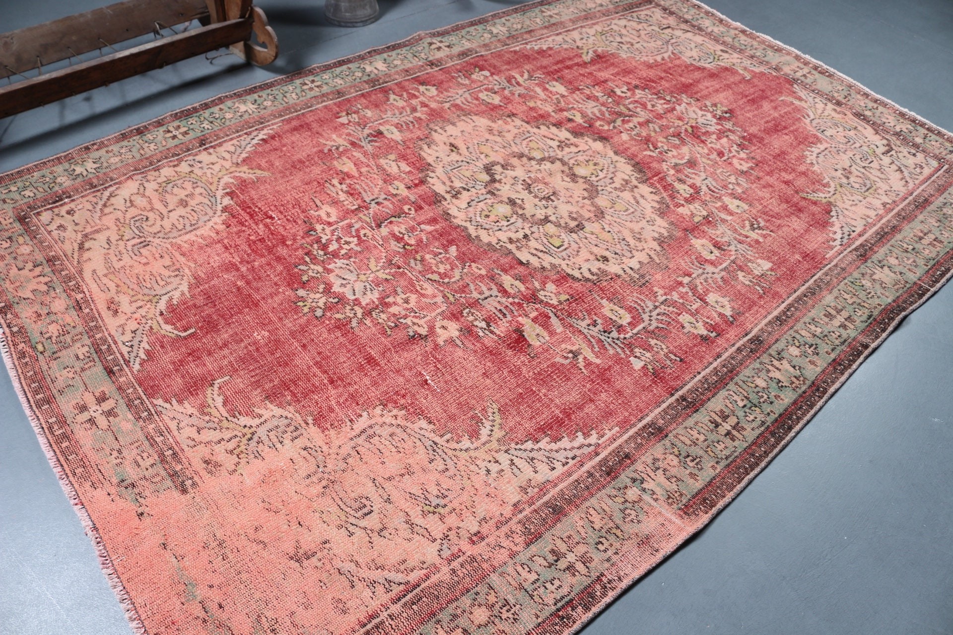 Yemek Odası Halıları, Pembe Oryantal Halılar, 6x9 ft Büyük Halı, Mutfak Halıları, Türk Halıları, Oturma Odası Halıları, Ev Dekor Halısı, Vintage Halı, Sanat Halısı