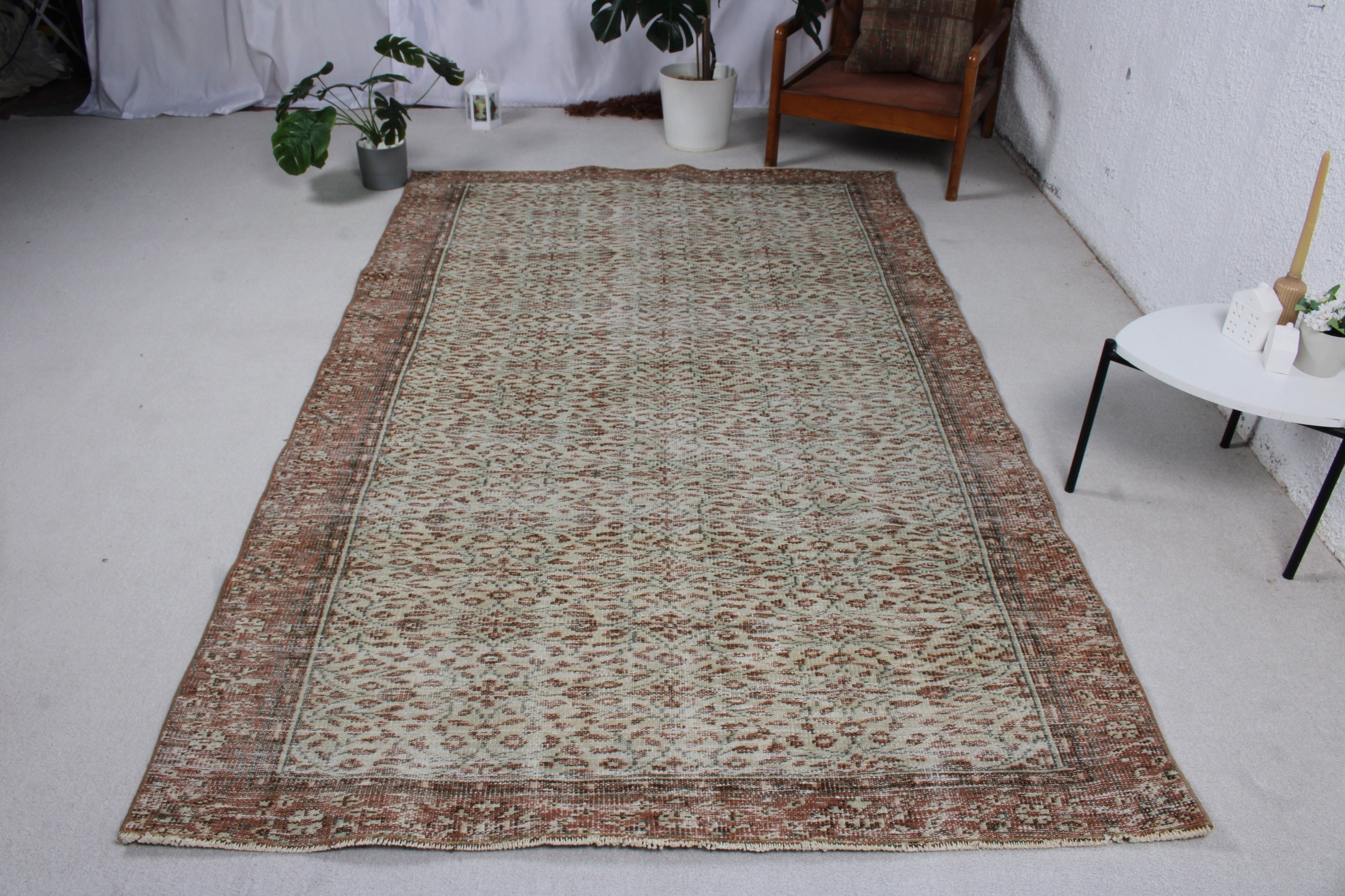 Salon Halıları, Bej Yün Halı, Ev Dekorasyonu Halıları, Büyük Boho Halısı, Türkiye Halısı, Türk Halısı, Nötr Halı, 5,2x8,8 ft Büyük Halı, Vintage Halı