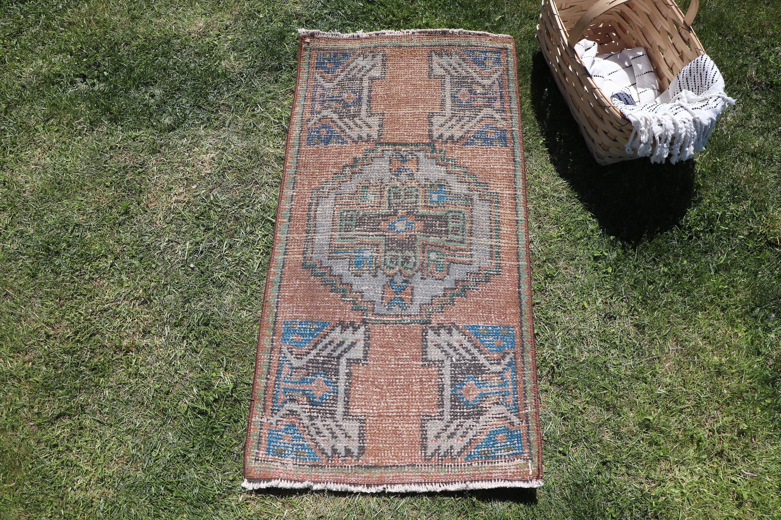 Wall Hanging Rug, Aztec Rugs, Turkish Rug, Orange Oriental Rugs, Cool Rugs, 1.6x3.1 ft Small Rugs, Moroccan Rugs, Vintage Rug, Kitchen Rugs