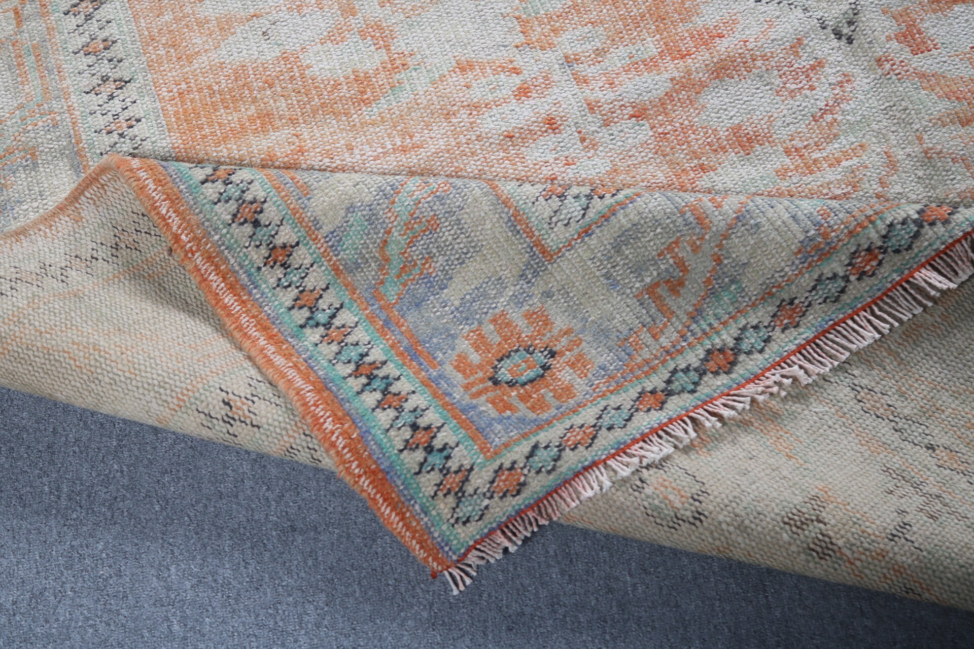 Turkish Rugs, Neutral Rug, Living Room Rugs, Orange Anatolian Rugs, Geometric Rug, 5.9x9.1 ft Large Rugs, Vintage Rug, Salon Rugs