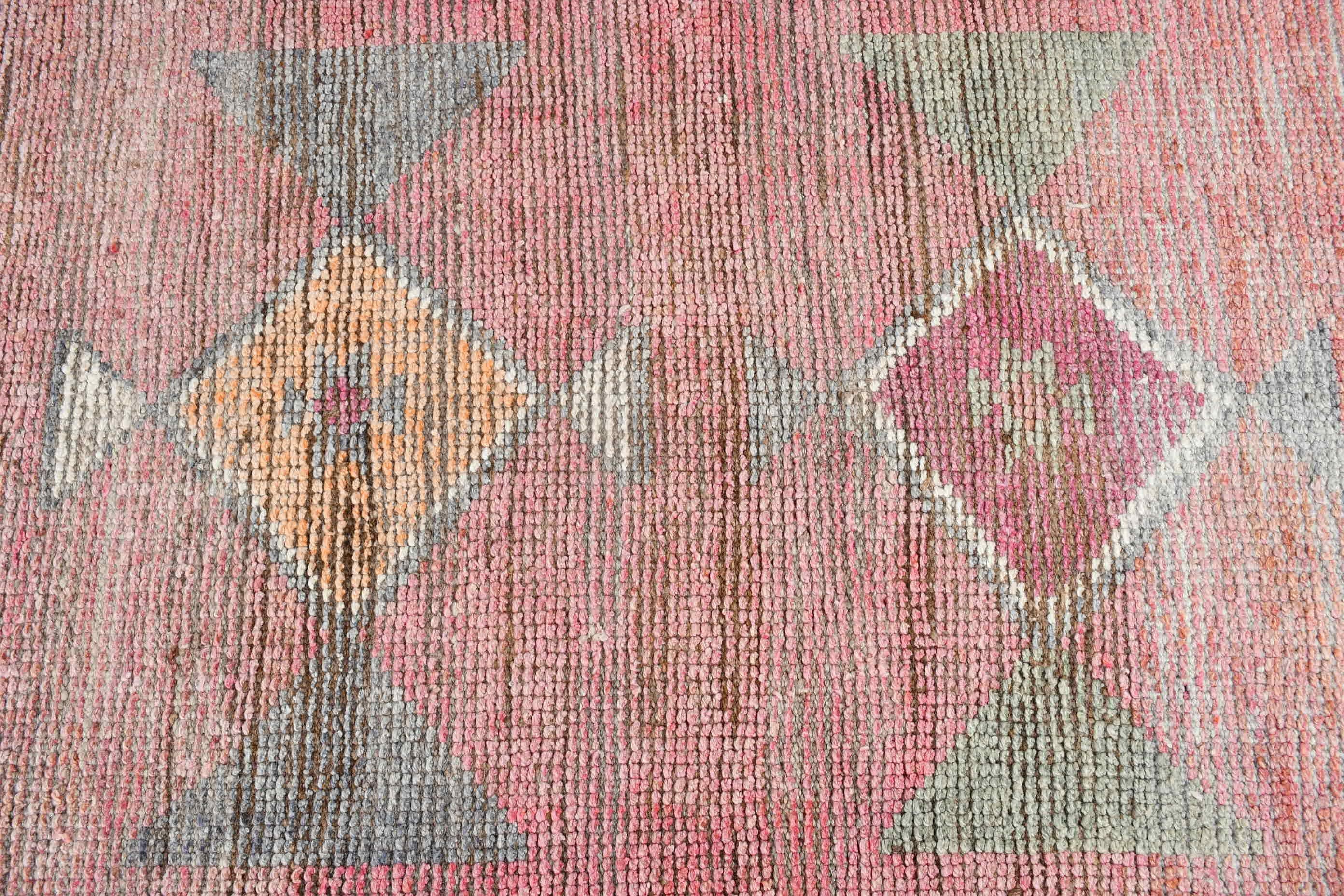 Turkish Rugs, Pink Floor Rug, Kitchen Rug, Antique Rug, Rugs for Corridor, Floor Rug, 2.8x11.2 ft Runner Rug, Stair Rug, Vintage Rugs