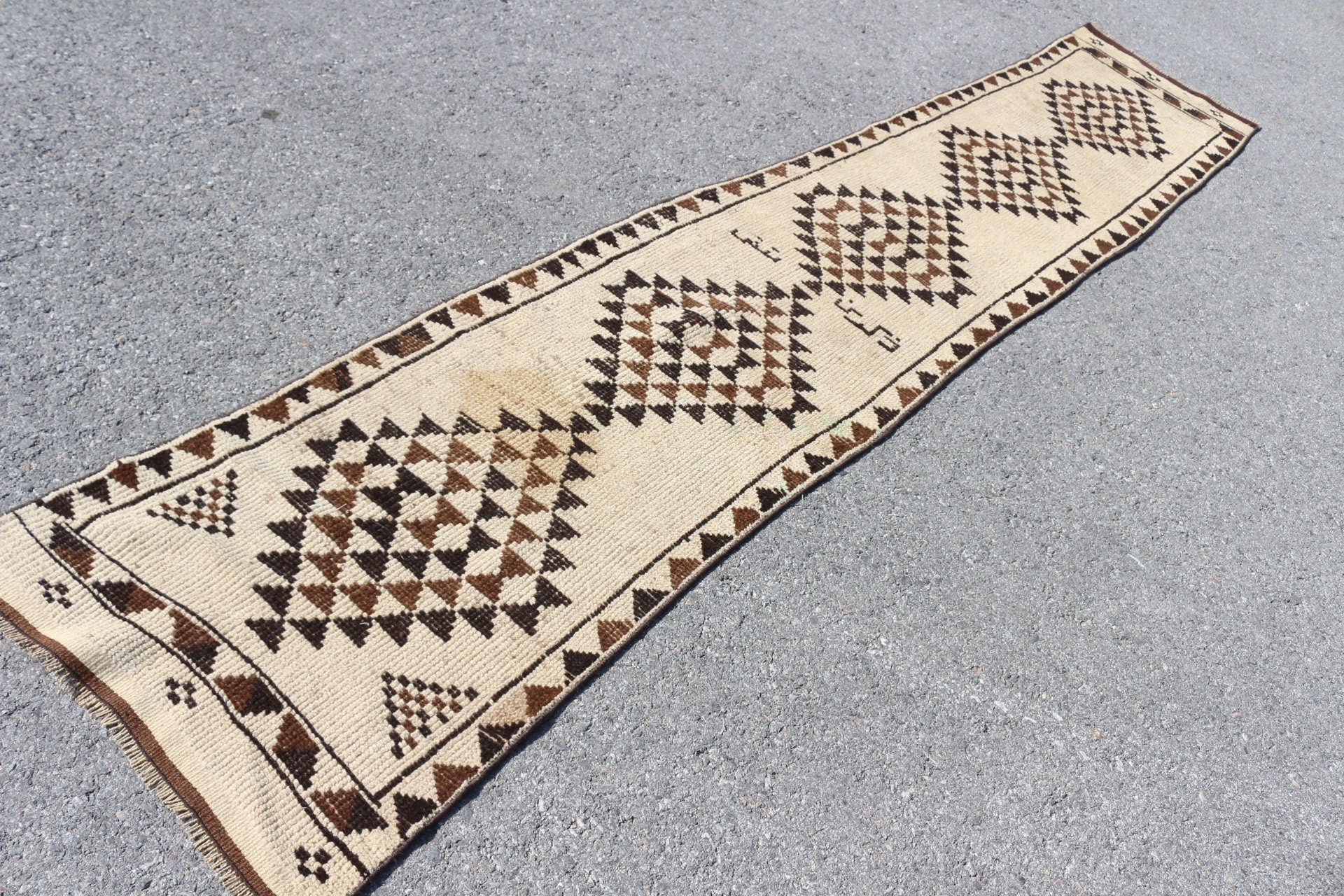 Hallway Rug, Rugs for Kitchen, Vintage Rug, Antique Rug, Turkish Rug, Dorm Rug, 2x10.7 ft Runner Rugs, Beige Moroccan Rug, Cool Rug