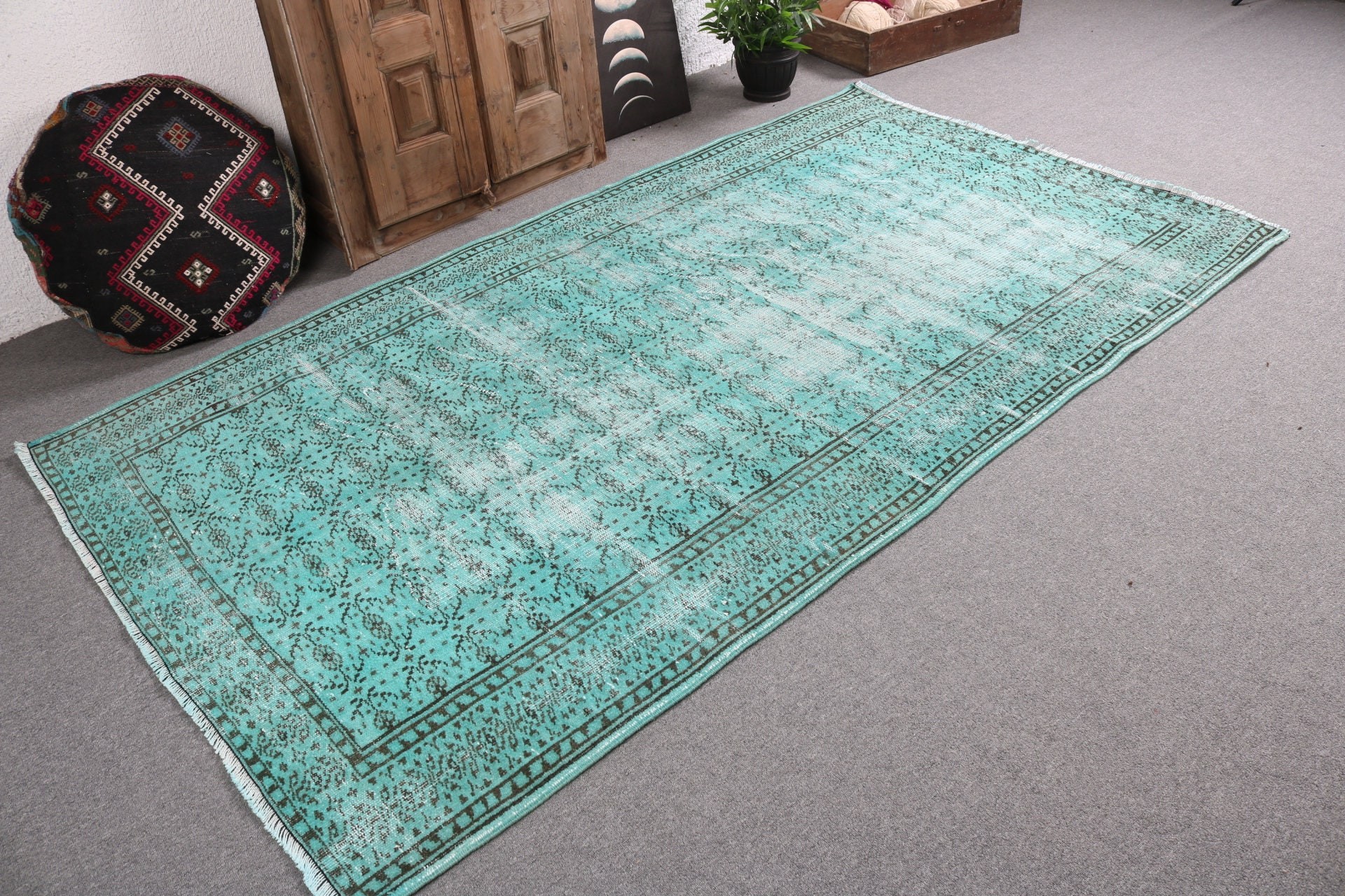 Outdoor Rug, Wool Rugs, Bedroom Rugs, Green Modern Rugs, Large Boho Rug, Vintage Rug, Handwoven Rugs, Turkish Rugs, 4.9x8.5 ft Large Rug