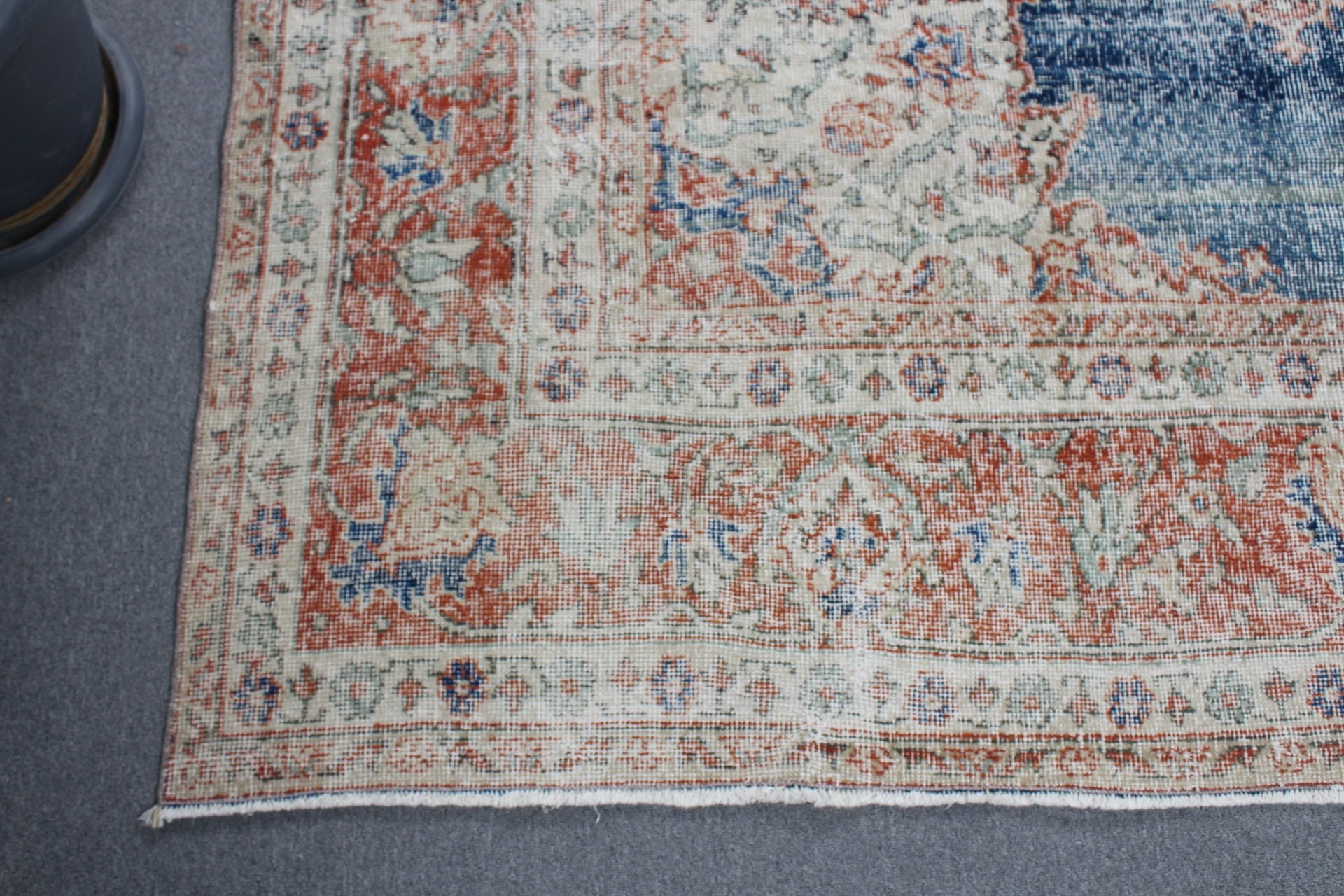 Bedroom Rug, Turkish Rug, Cute Rug, Vintage Rugs, Dining Room Rugs, Living Room Rugs, 7x10.5 ft Oversize Rug, Blue Oushak Rug, Antique Rug