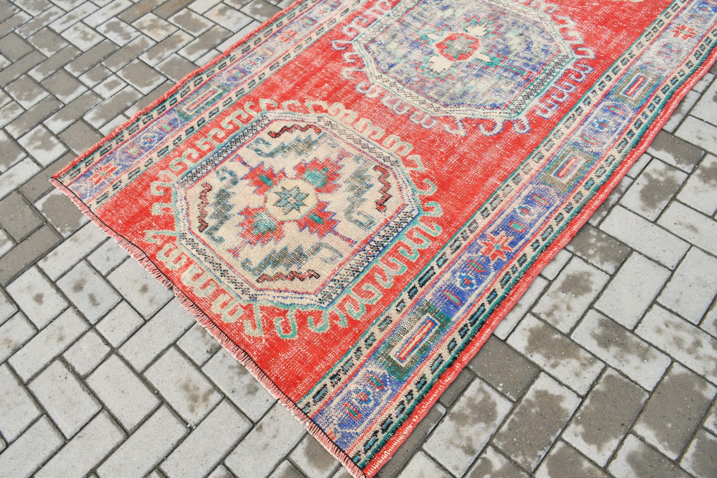 Home Decor Rug, 4.4x7.8 ft Area Rugs, Red Kitchen Rug, Moroccan Rugs, Dining Room Rug, Vintage Rug, Rugs for Floor, Turkish Rugs, Cute Rug