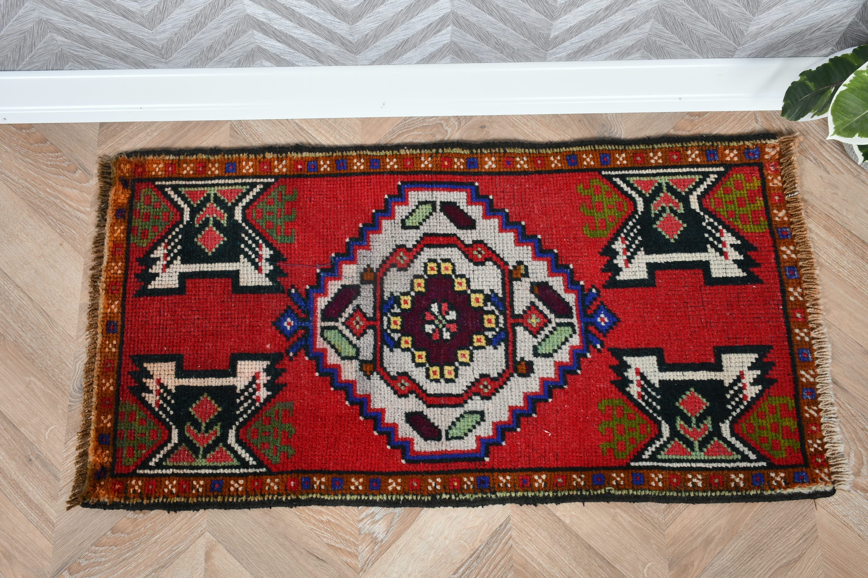Bath Rugs, Oushak Rugs, Rugs for Car Mat, Entry Rugs, Vintage Rugs, Turkish Rug, Red  1.6x3.1 ft Small Rug