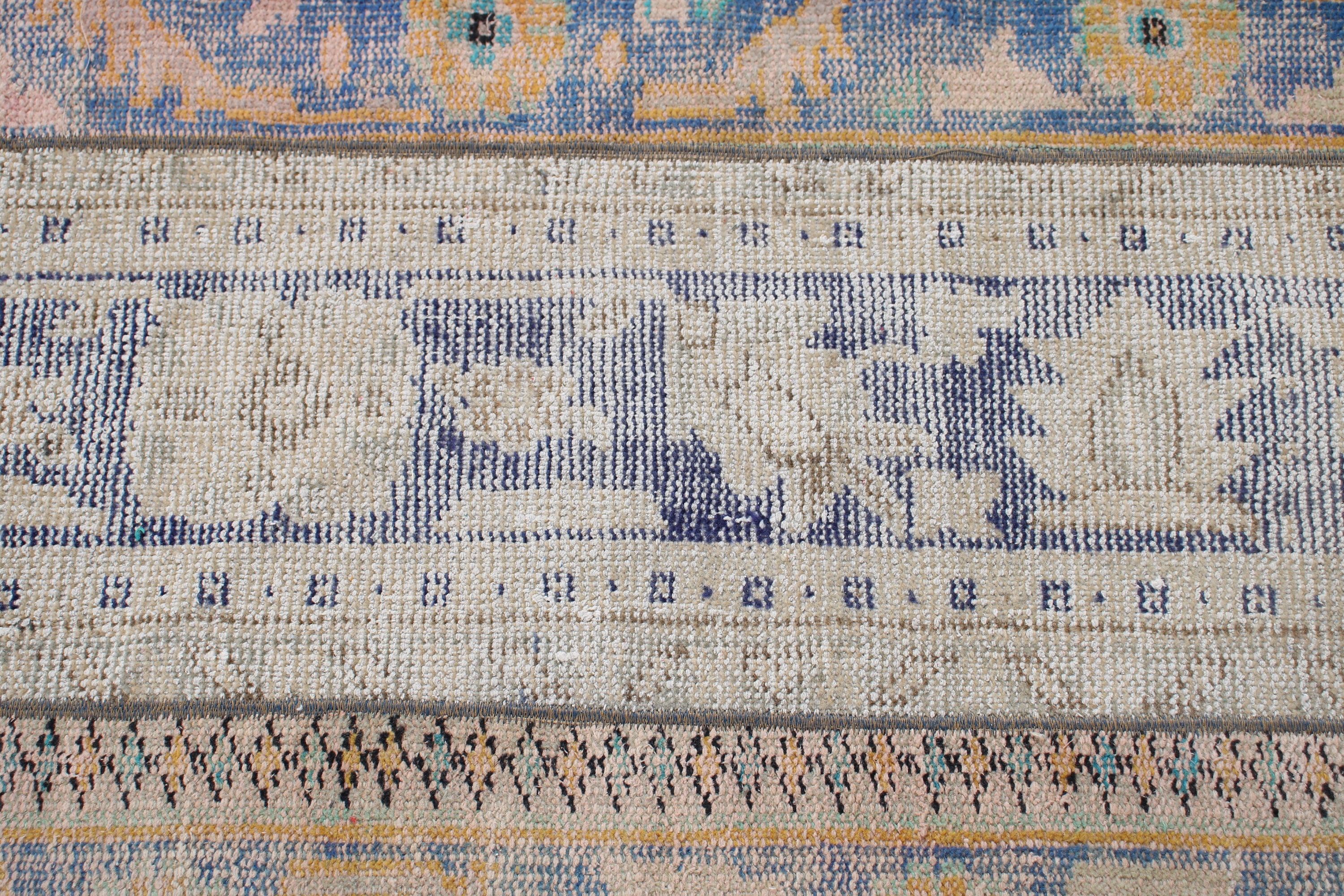 Bohem Halı, El Dokuma Halılar, Boho Halı, Mavi El Dokuma Halılar, Mutfak Halıları, 2.5x5.9 ft Küçük Halılar, Vintage Halı, Türk Halıları, Paspas Halısı