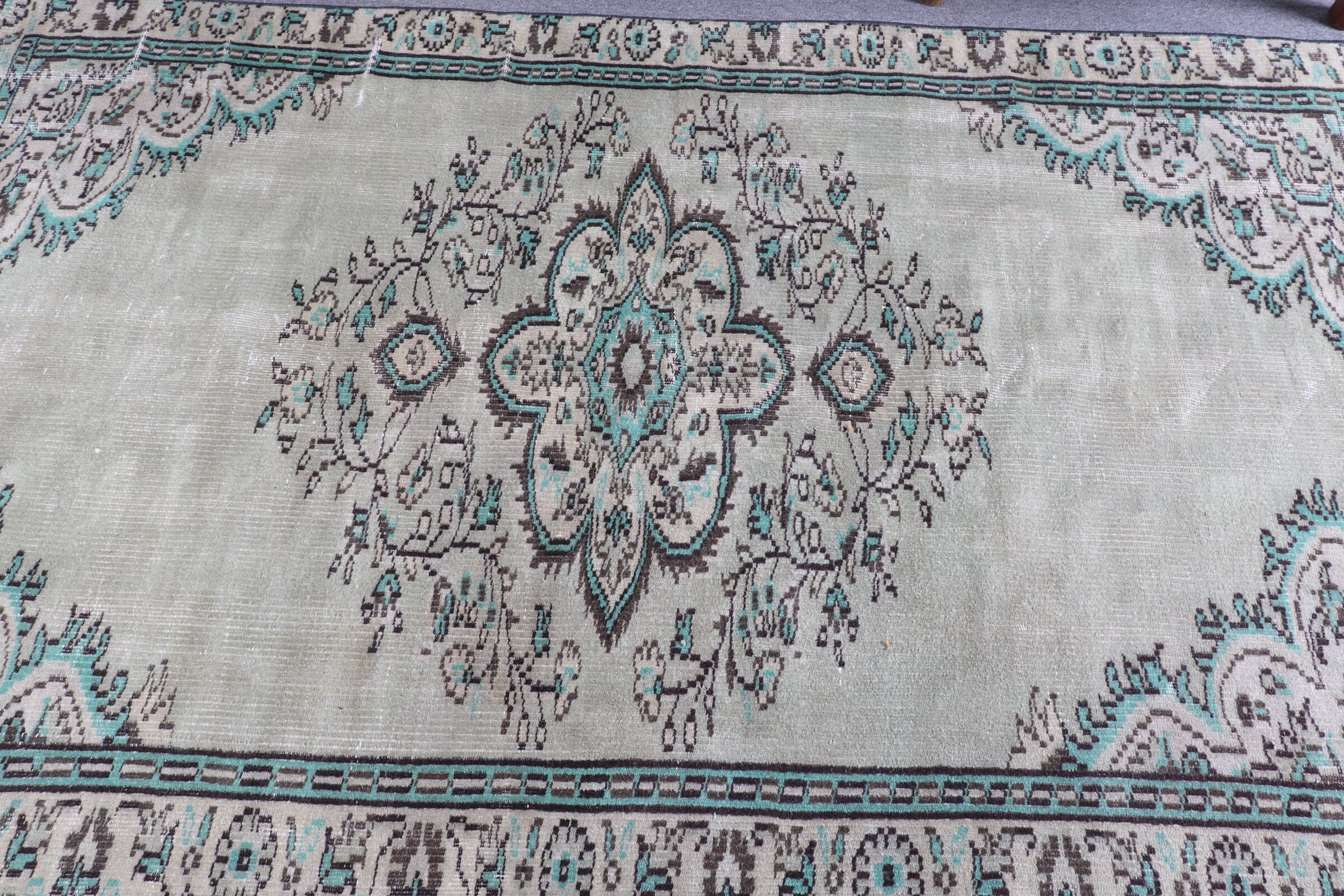 Living Room Rug, Vintage Rug, Cute Rug, 4.3x7.4 ft Area Rug, Green Bedroom Rug, Floor Rugs, Moroccan Rugs, Turkish Rug, Anatolian Rug