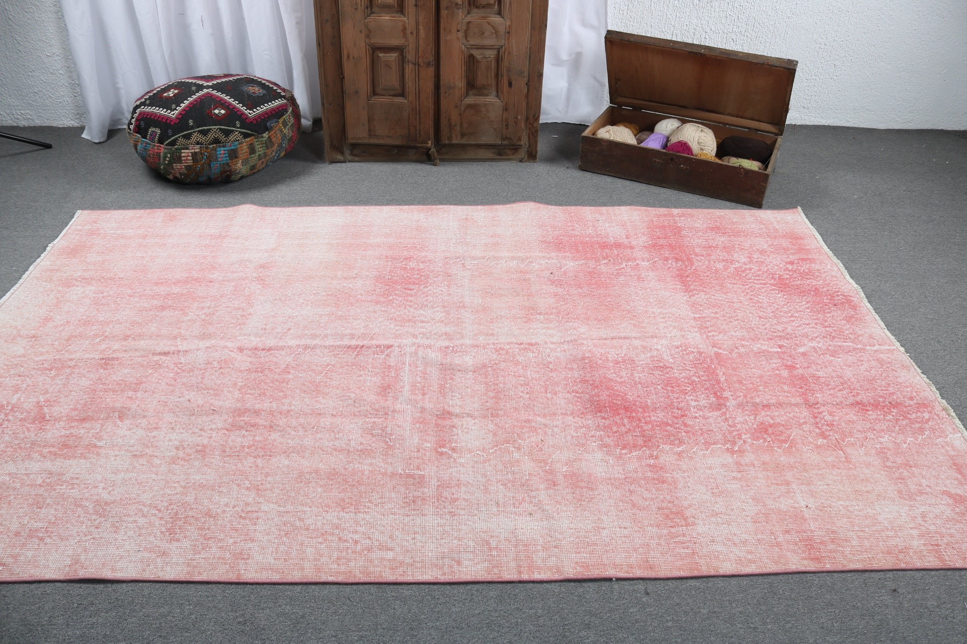 Large Vintage Rugs, Living Room Rug, Vintage Rug, 5.3x8.9 ft Large Rugs, Pink Anatolian Rug, Turkish Rug, Flatweave Rugs, Oushak Rug