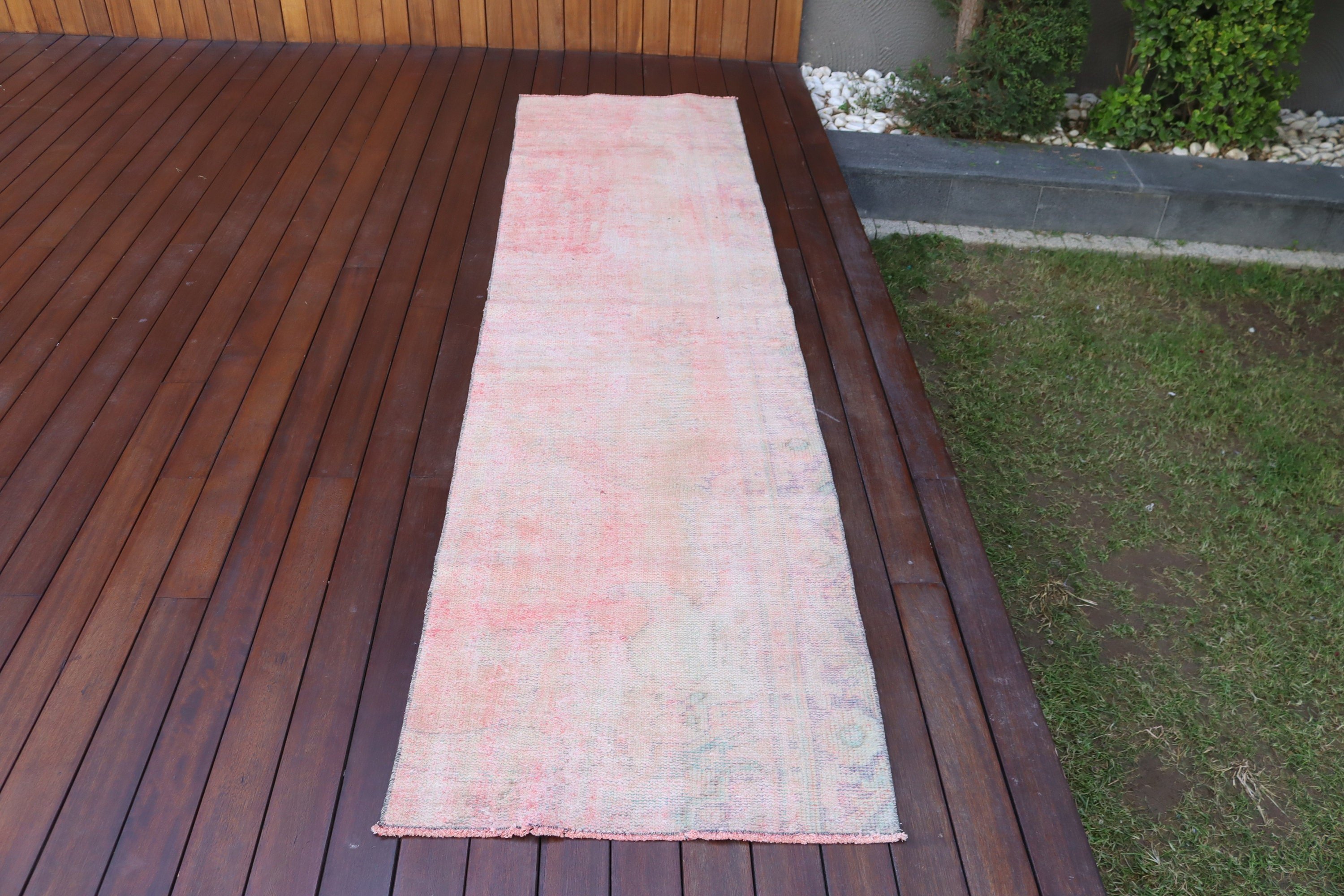 Pembe Geometrik Halılar, Yer Halısı, Türk Halısı, Ofis Halısı, Runner Halıları, Fas Halıları, Vintage Halı, 2.3x8.9 ft Runner Halıları, Koridor Halıları