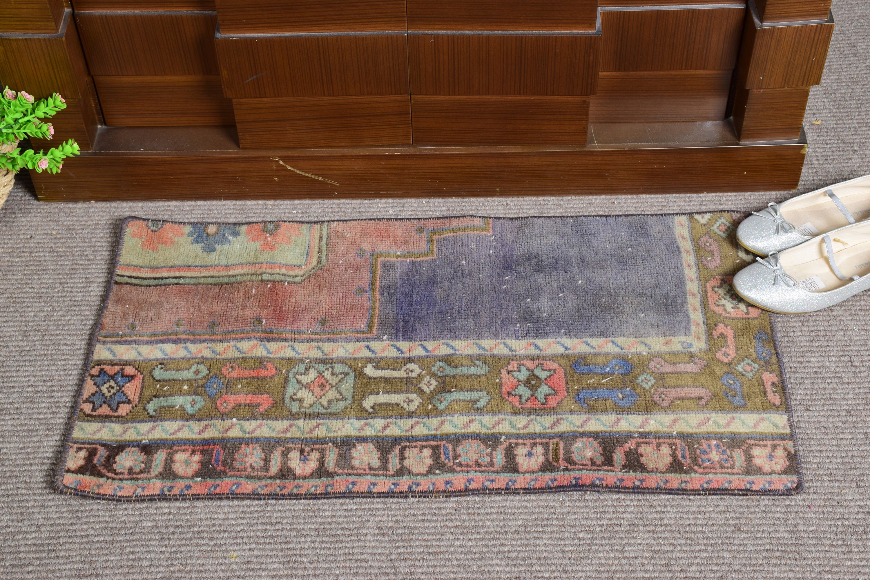 Kitchen Rugs, Vintage Rugs, Floor Rugs, Rugs for Entry, Turkish Rugs, Cool Rug, 1.4x2.7 ft Small Rug, Car Mat Rug, Purple Cool Rugs