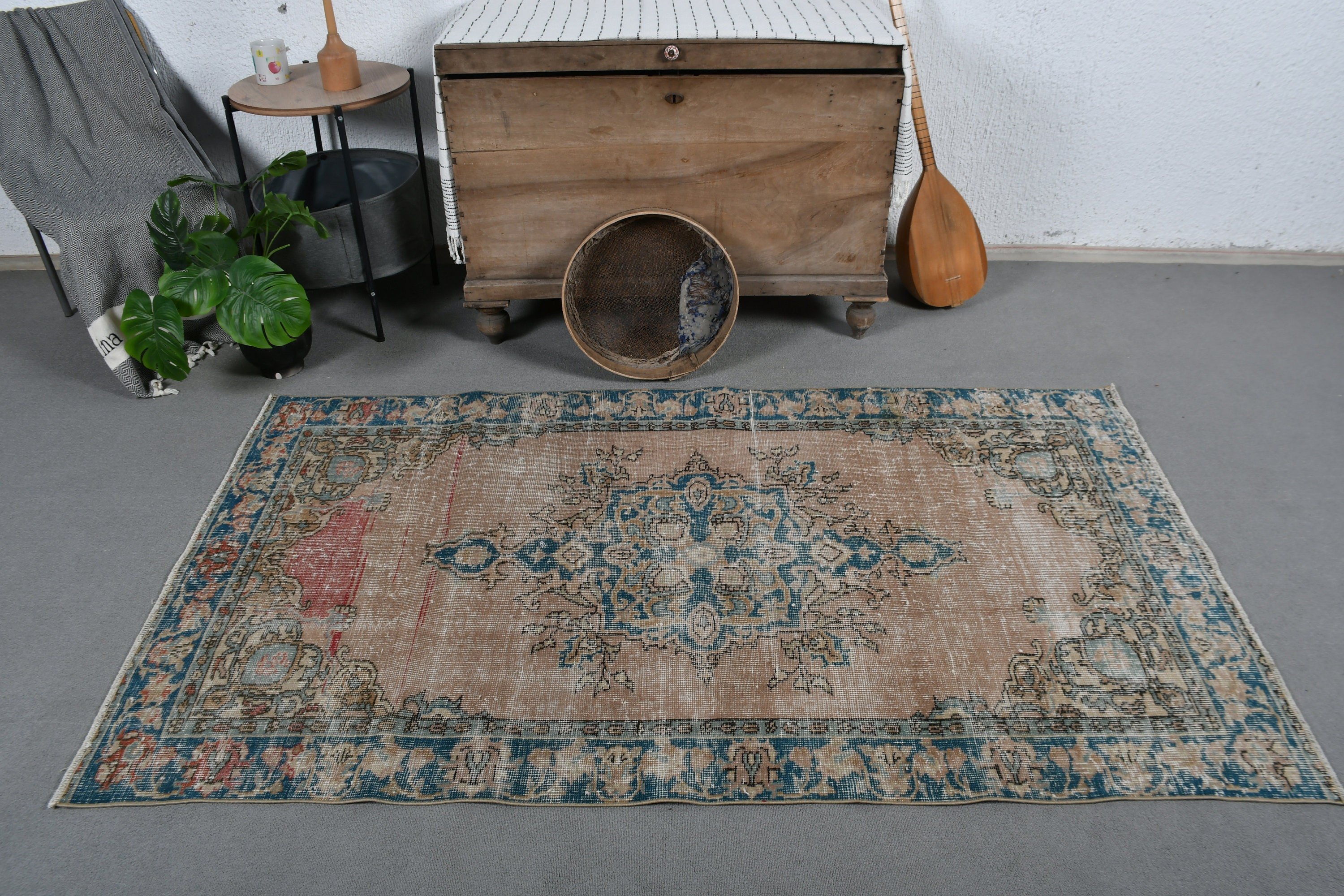 Vintage Area Rug Rugs, Floor Rug, Vintage Rugs, Brown Oriental Rug, 3.8x6.5 ft Area Rug, Turkish Rugs, Rugs for Kitchen, Bedroom Rug