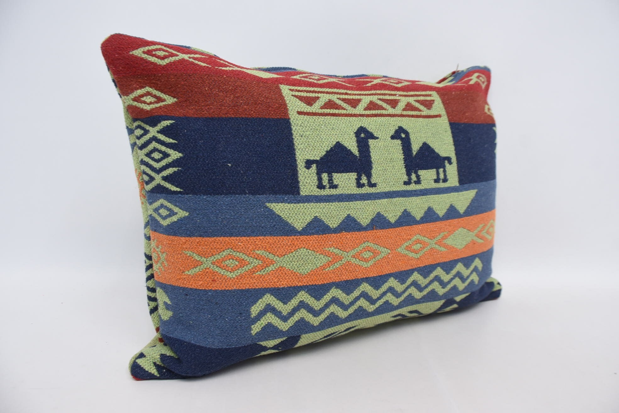 Vintage Kilim Pillow, Handmade Kilim Cushion, 20"x28" Blue Pillow Case, Decorative Throw Pillow Sham, Pet Pillow Case, Pillow for Sofa