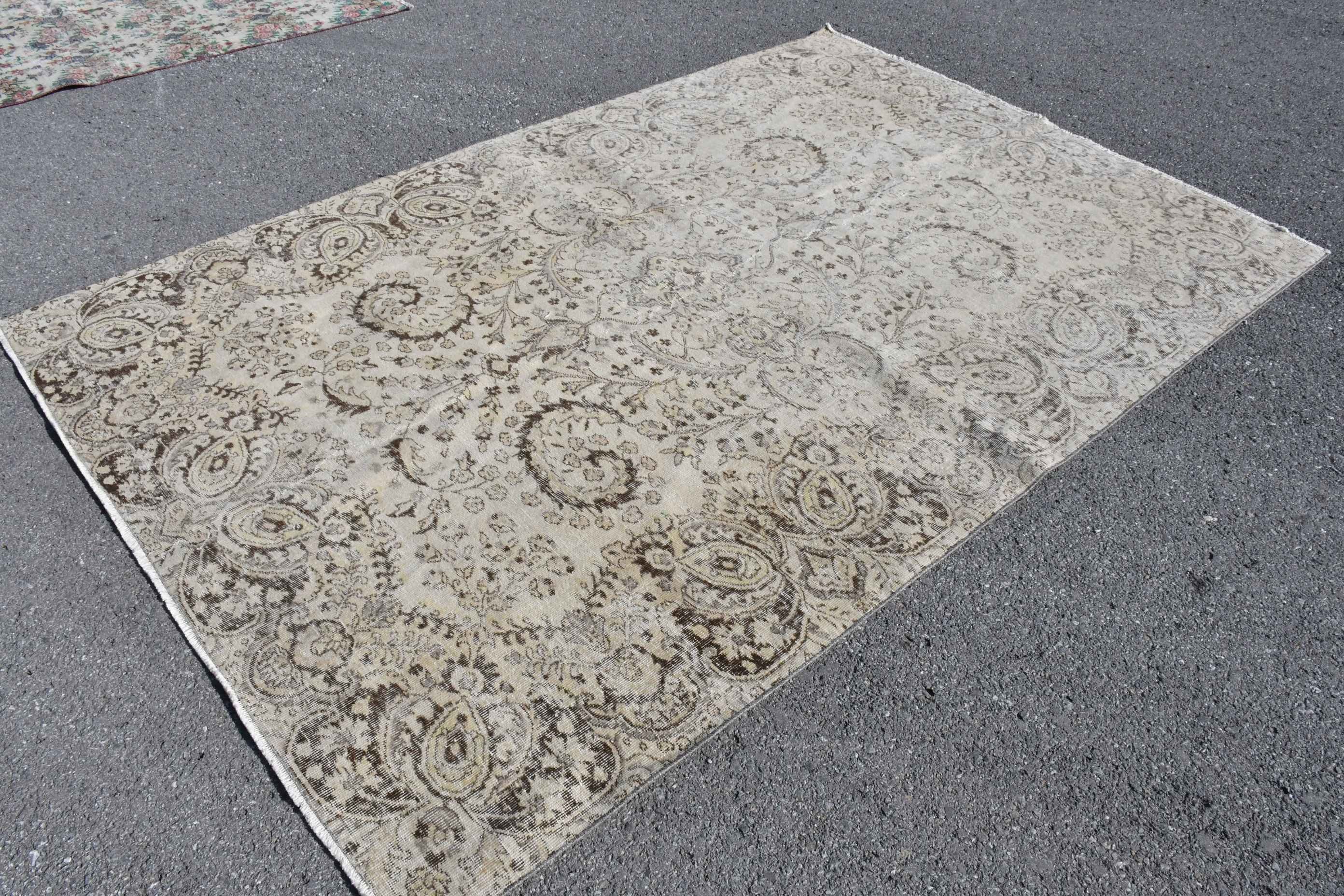 Living Room Rug, Oushak Rugs, Antique Rug, Beige  6.5x9.6 ft Large Rugs, Ethnic Rugs, Salon Rugs, Turkish Rug, Vintage Rug