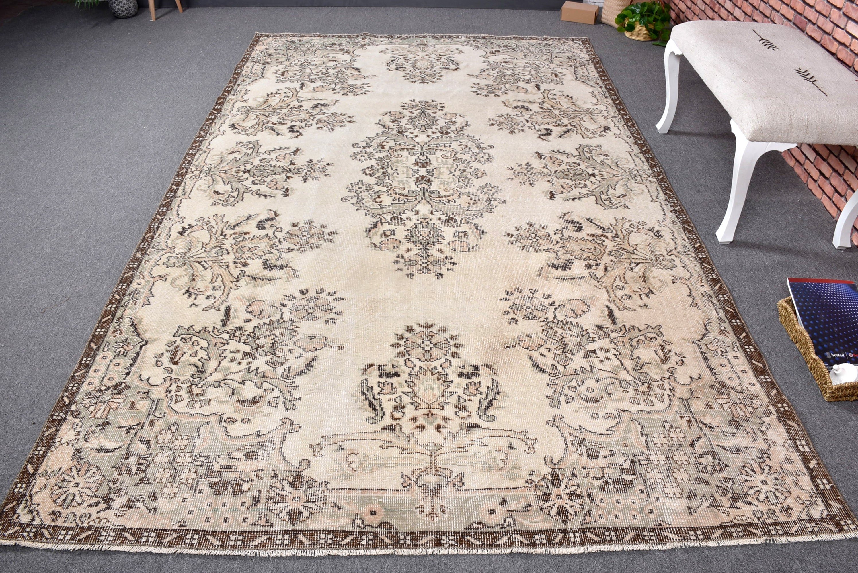 Luxury Rugs, 6.2x10.1 ft Large Rug, Large Vintage Rug, Vintage Rug, Beige Kitchen Rug, Statement Rugs, Living Room Rug, Turkish Rug