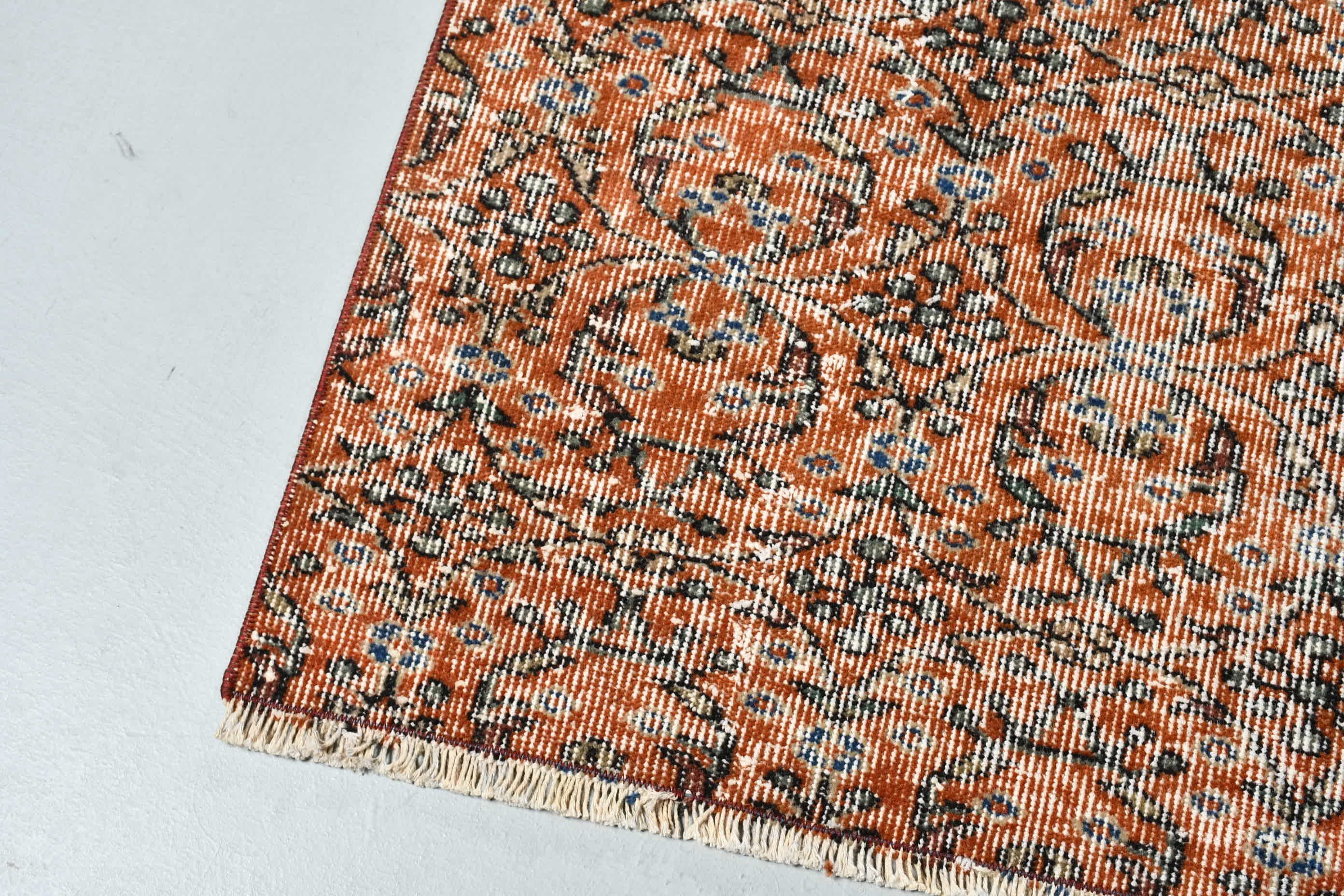 3.8x7.4 ft Area Rugs, Turkish Rug, Indoor Rug, Rugs for Kitchen, Orange Antique Rug, Oriental Rugs, Vintage Rug, Handmade Rug, Cool Rug