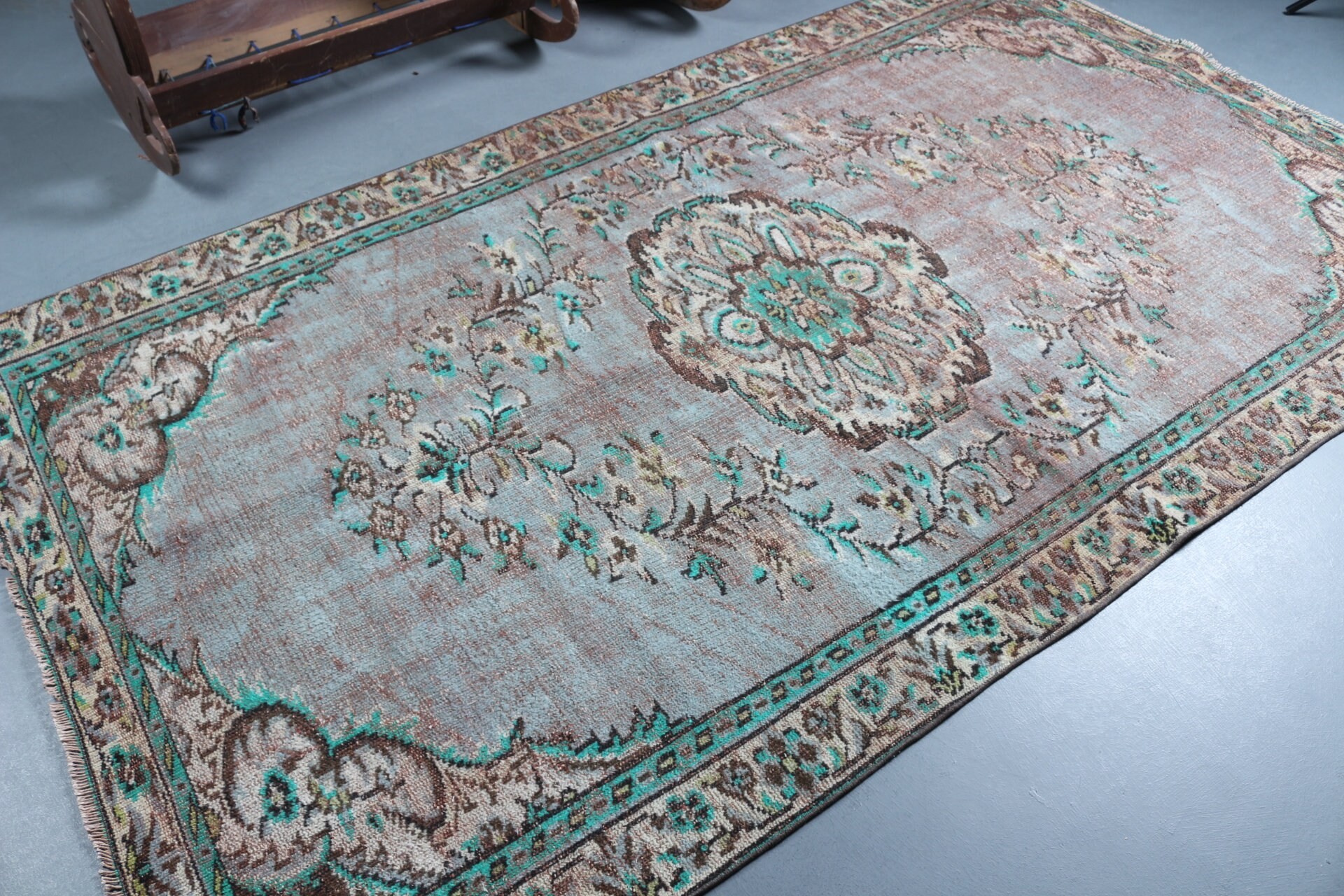 Kahverengi Mutfak Halısı, El Dokuma Halısı, Oturma Odası Halıları, 5,3x9 ft Büyük Halılar, Oryantal Halı, Salon Halısı, Türk Halısı, Vintage Halılar, Mutfak Halısı