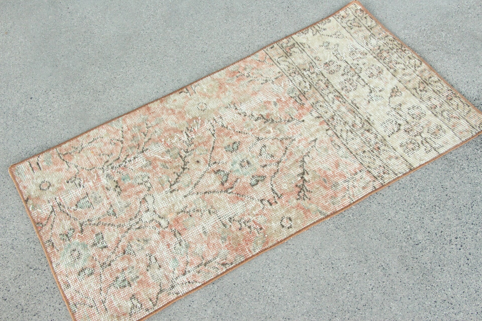 Vintage Halı, 1.7x3.1 ft Küçük Halı, Mutfak Halıları, Türk Halısı, Sevimli Halılar, Araba Paspas Halıları, Çocuk Halısı, Kahverengi Anadolu Halısı