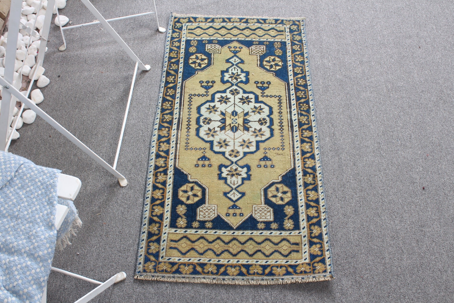 1.7x3.3 ft Küçük Halı, Retro Halılar, Yeşil Ev Dekorasyonu Halıları, Araba Paspas Halısı, Yatak Odası Halıları, Yün Halılar, Türk Halıları, Fas Halıları, Vintage Halı