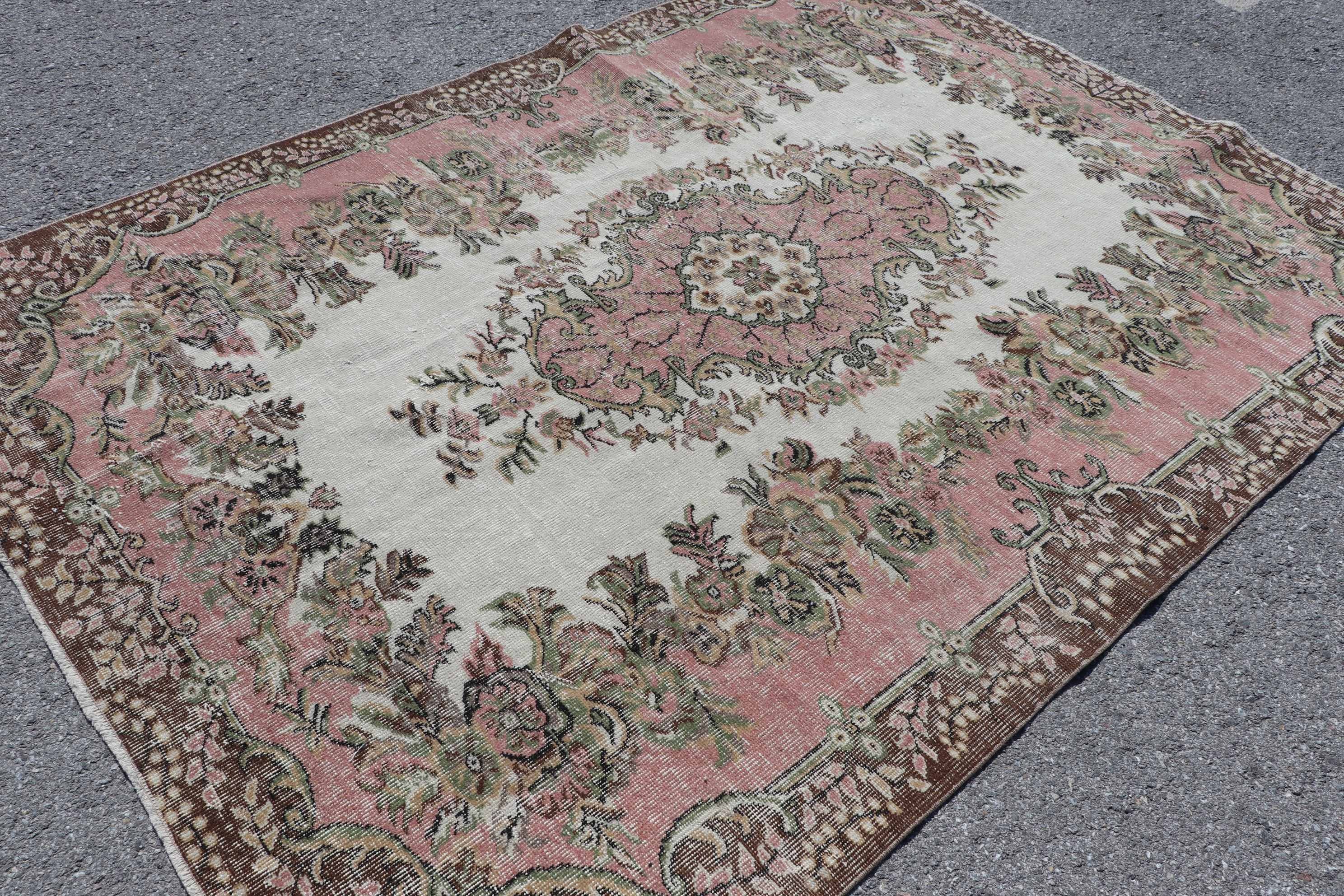 Vintage Rug, Wool Rug, Living Room Rugs, Oriental Rug, 6x8.2 ft Large Rug, Turkish Rug, Pink Anatolian Rug, Art Rugs, Dining Room Rug