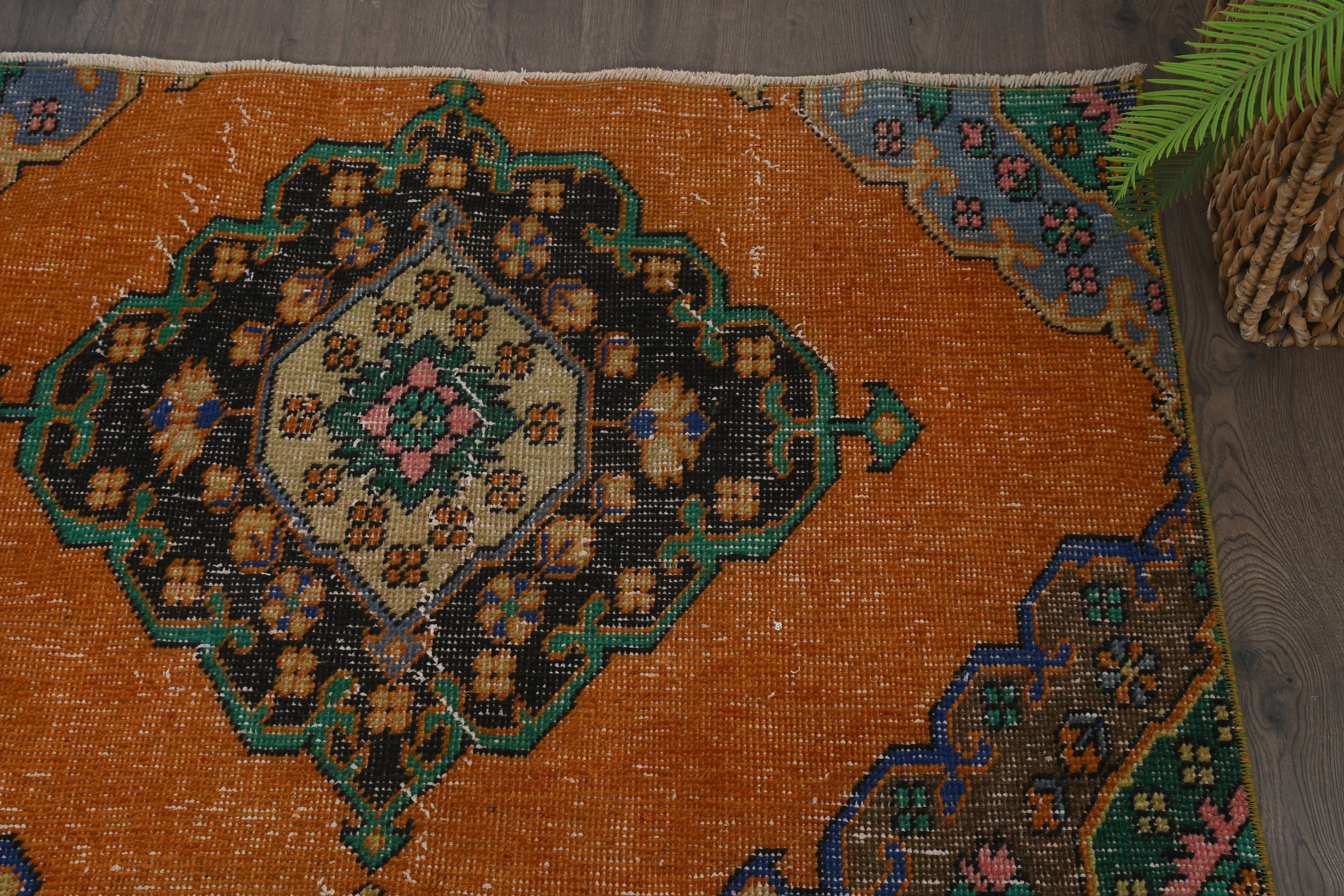 3.6x6.9 ft Alan Halıları, Ev Dekorasyonu Halısı, Anadolu Halısı, Turuncu Yün Halısı, Mutfak Halıları, Yemek Odası Halısı, Türk Halısı, Vintage Halı, Organik Halılar