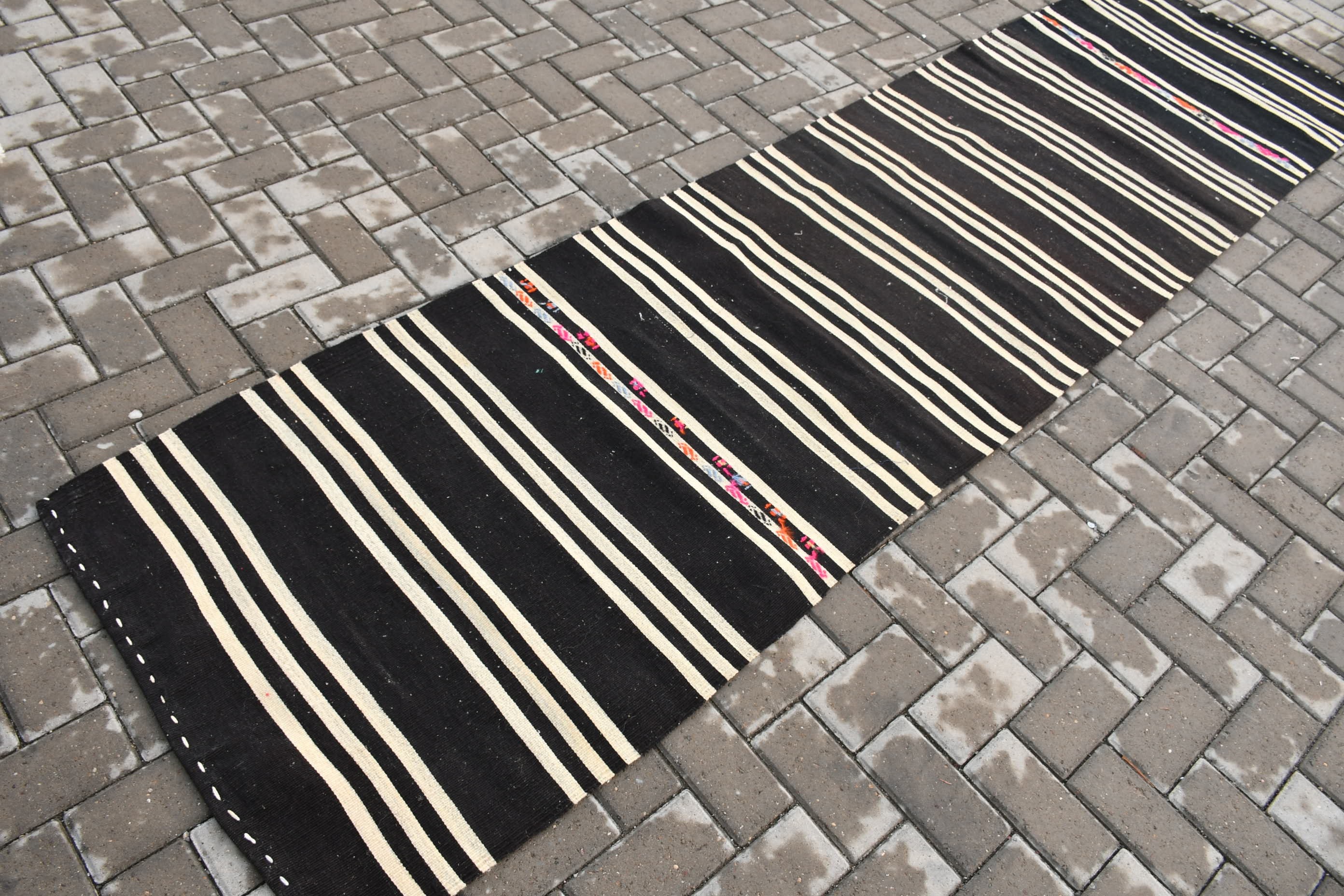 Rugs for Corridor, Vintage Rug, Turkish Rug, Black Floor Rug, Anatolian Rugs, Stair Rug, 2.6x10.3 ft Runner Rug, Oushak Rug, Old Rug, Kilim