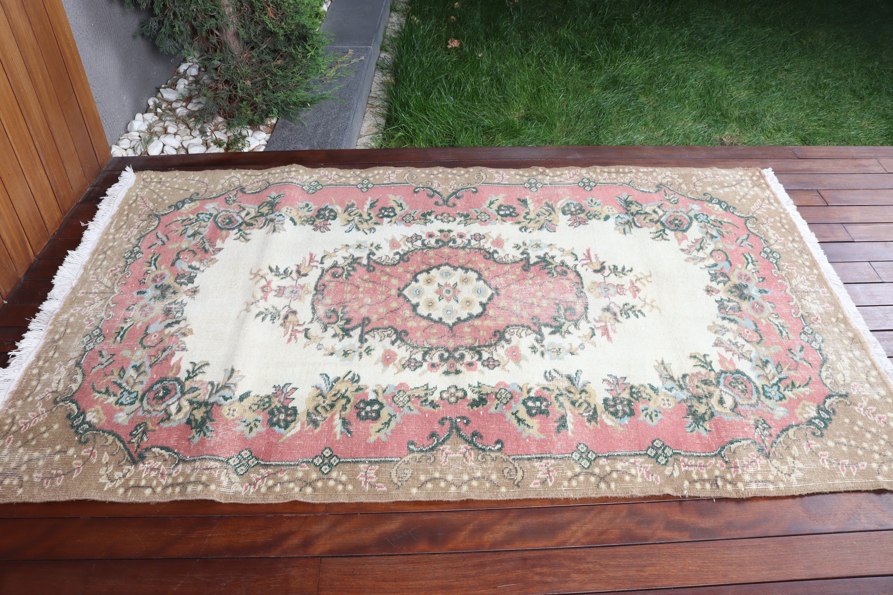 Vintage Rugs, Rugs for Bedroom, Indoor Rugs, Boho Rugs, Turkish Rugs, Aztec Rugs, Antique Rugs, 4.1x6.8 ft Area Rug, Beige Kitchen Rugs