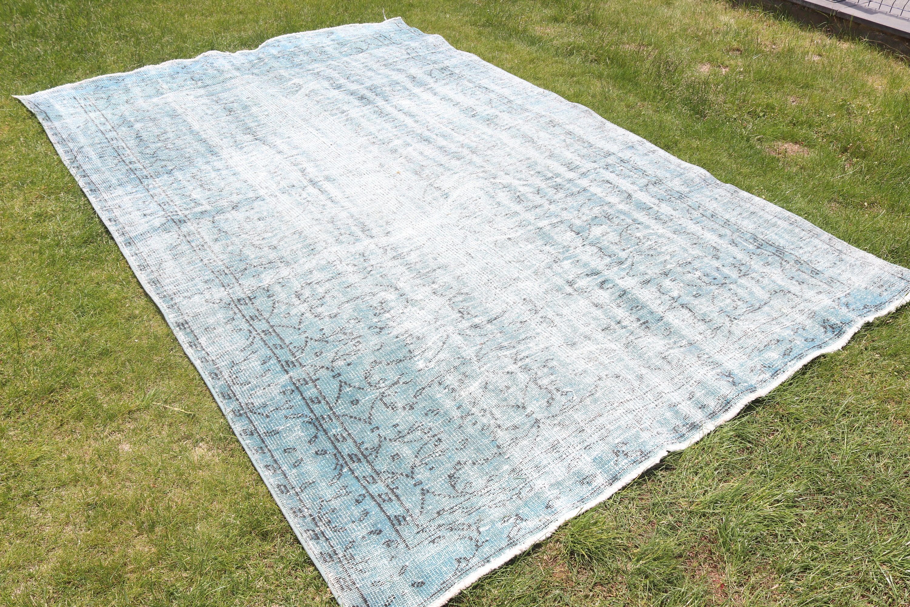 Bedroom Rugs, Turkish Rug, 5.8x9 ft Large Rugs, Large Oushak Rug, Rugs for Bedroom, Luxury Rug, Blue Moroccan Rugs, Cool Rugs, Vintage Rug