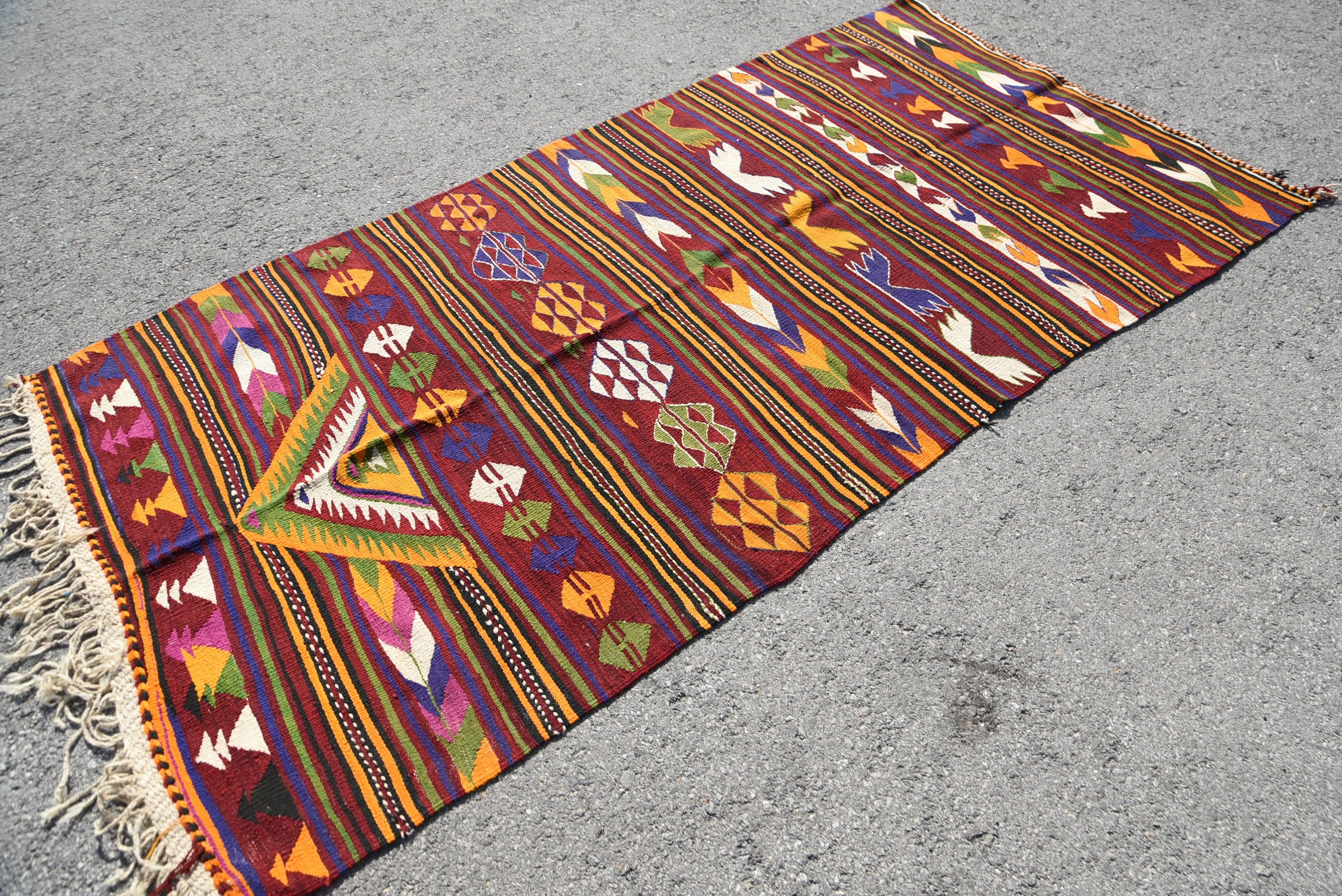 Kitchen Rug, Rugs for Living Room, Floor Rug, Vintage Rug, Kilim, Nomadic Rug, Antique Rugs, Turkish Rug, Bedroom Rug, 4.3x8.6 ft Area Rug