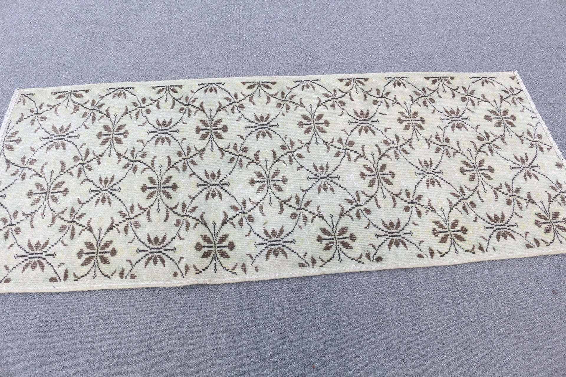 Vintage Halılar, 2,7x6,4 ft Accent Halı, Giriş Halıları, Bej Oryantal Halılar, Mutfak Halıları, Oushak Halıları, Türk Halıları, Yün Halı, Yatak Odası Halısı