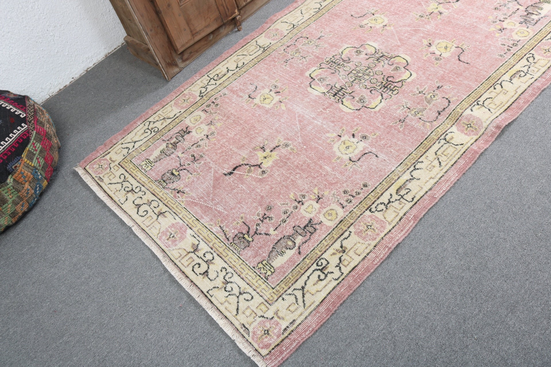 3.8x6.4 ft Area Rugs, Turkish Rug, Boho Rug, Ethnic Rugs, Pink Antique Rug, Vintage Rugs, Neutral Rugs, Dining Room Rugs, Rugs for Floor