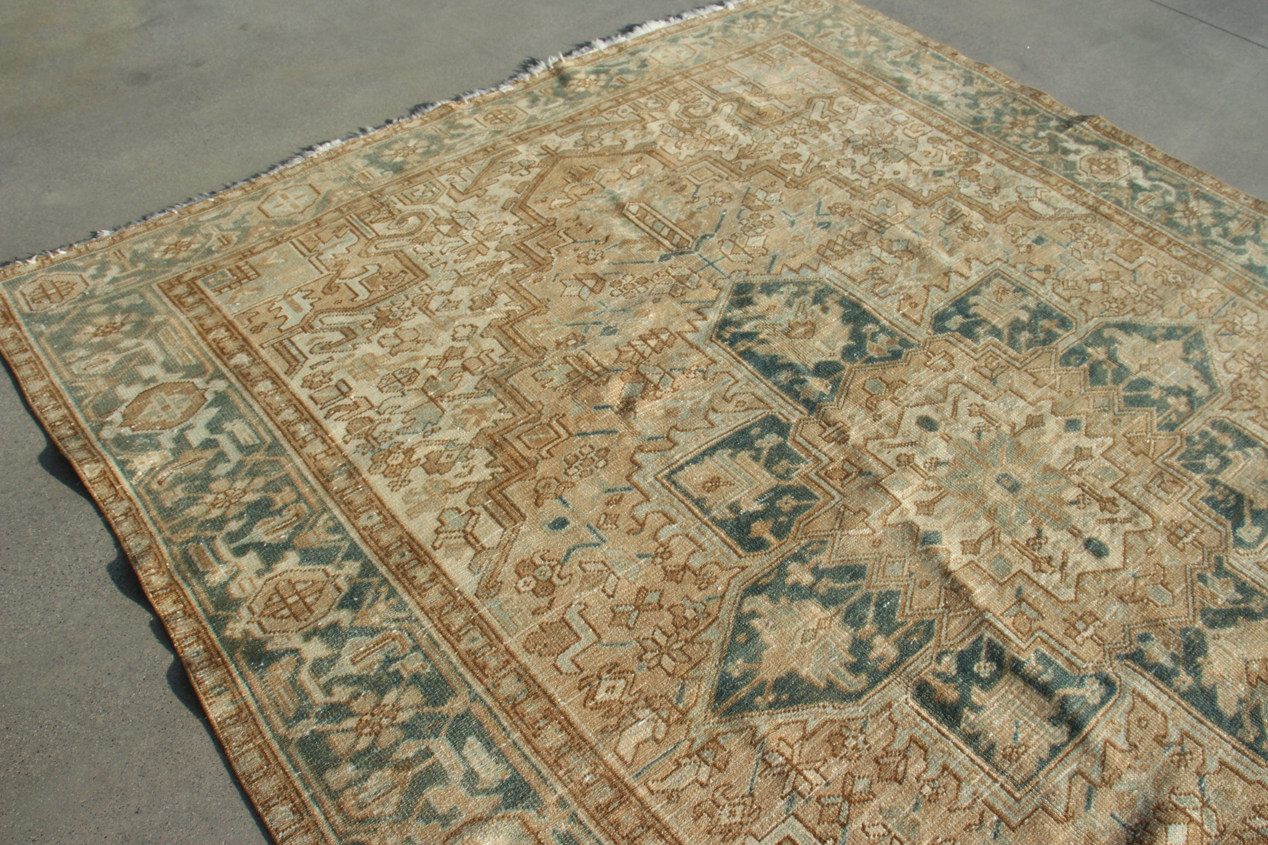 Vintage Rugs, Dining Room Rugs, Turkish Rugs, Luxury Rug, Salon Rugs, Bedroom Rug, 7.8x10 ft Oversize Rug, Blue Neutral Rugs