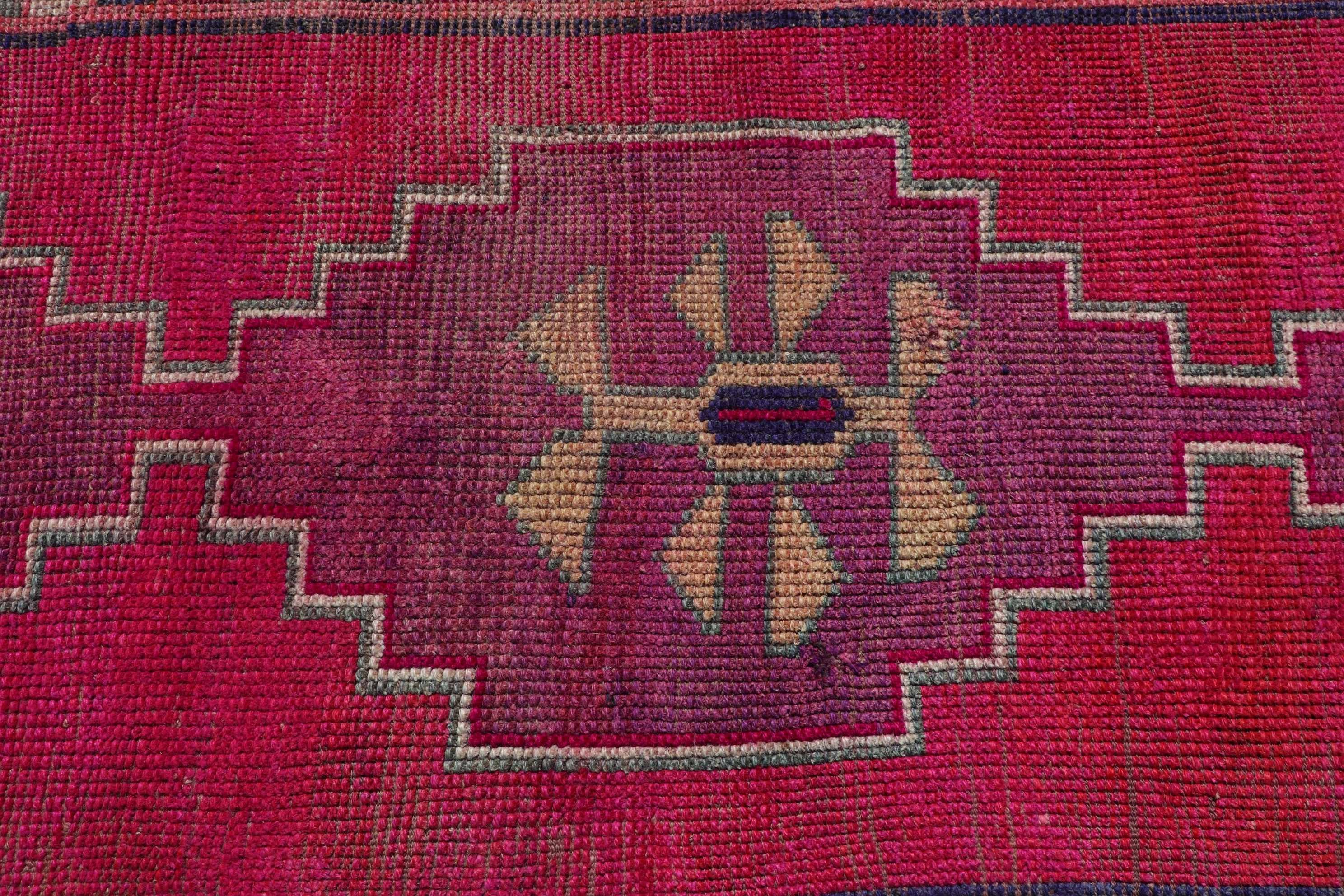 Pembe Mutfak Halıları, Merdiven Halıları, Koridor Halıları, Türk Halısı, Vintage Halılar, 3x9.6 ft Yolluk Halısı, Anadolu Halısı, Yer Halıları