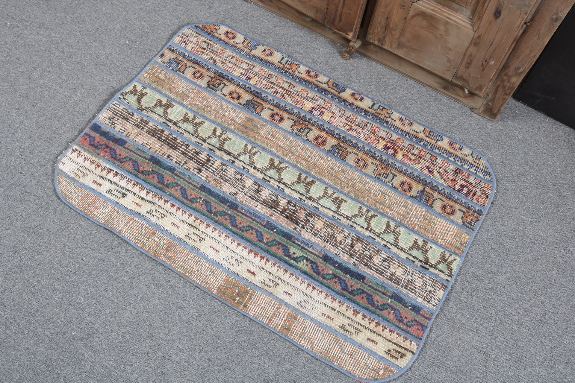 Türk Halıları, Düz Dokuma Halı, Giriş Halısı, Yeşil Zemin Halıları, Boho Halıları, Dış Mekan Halıları, Vintage Halılar, 2,2x3,1 ft Küçük Halı, Araba Paspas Halıları