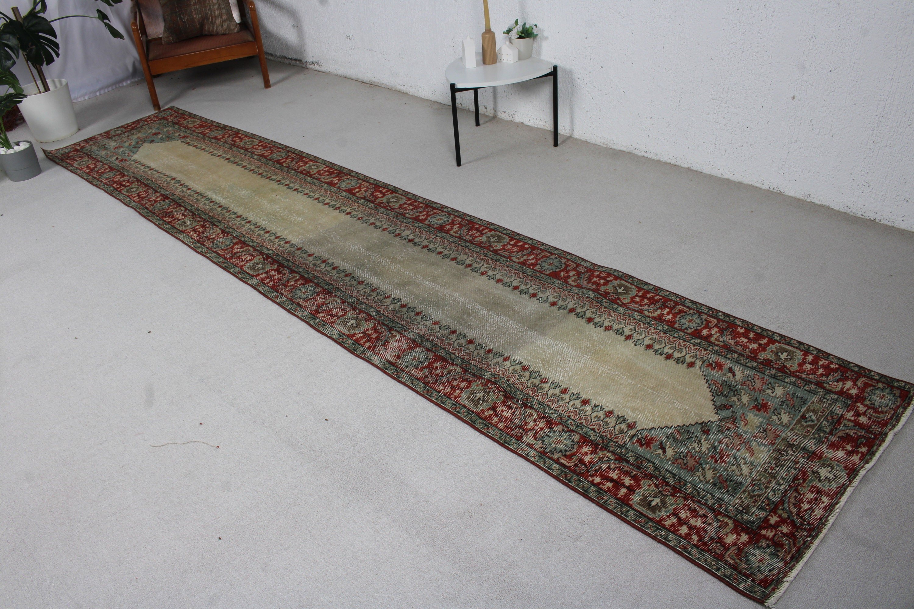 Uzun Yolluk Halıları, Ev Dekorasyonu Halıları, Kırmızı Düz ​​Dokuma Halı, 2.7x12.5 ft Runner Halısı, Yün Halısı, Vintage Runner Halıları, Türk Halıları, Vintage Halılar